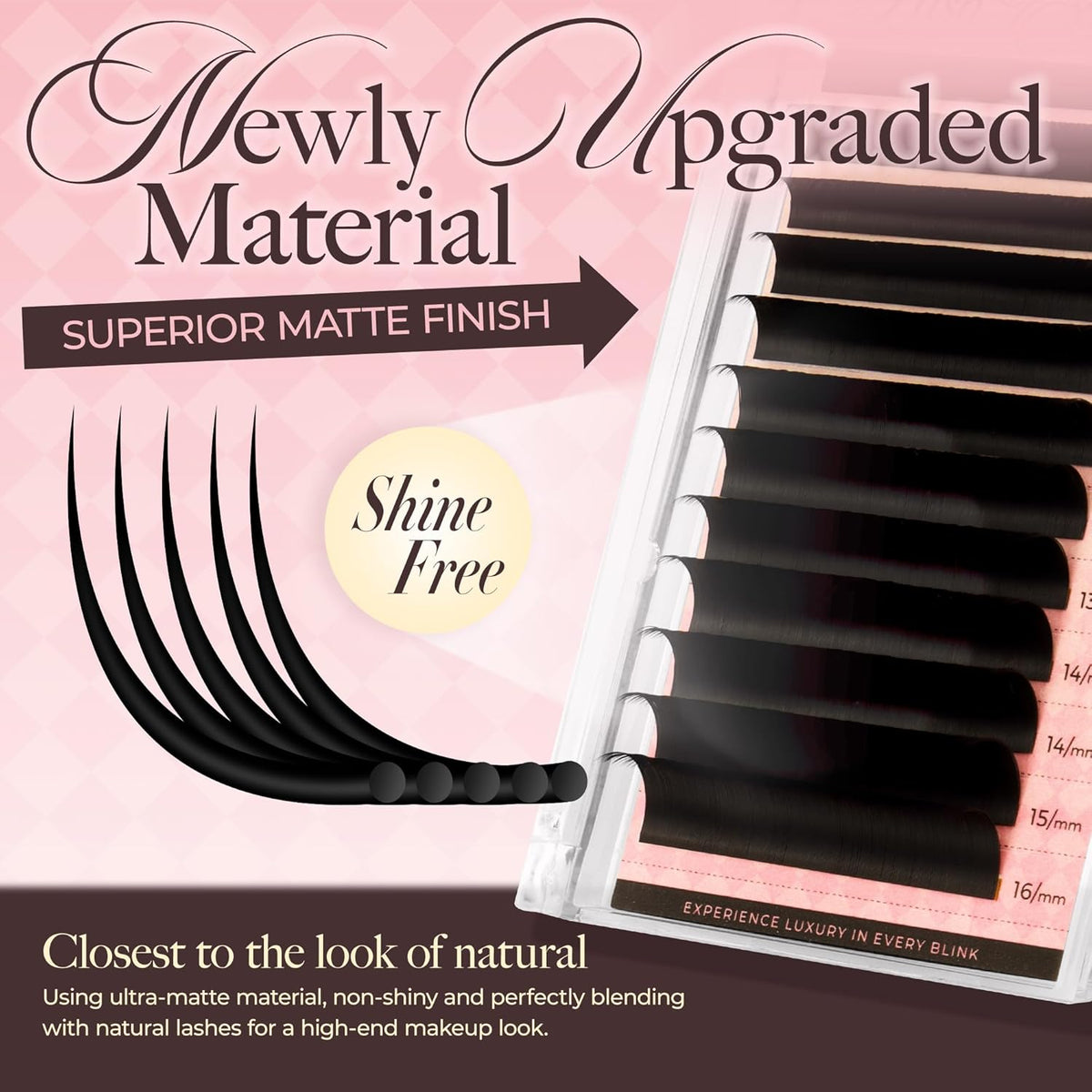 LASHVIEW Volume Lash Extensions 0.03-0.20 J/B/L/C/CC/D Curl 8-16mm Mixed & Single Length Tray, Soft Matte Dark Professional Eyelashes Extension(0.03 D 8-16mm)