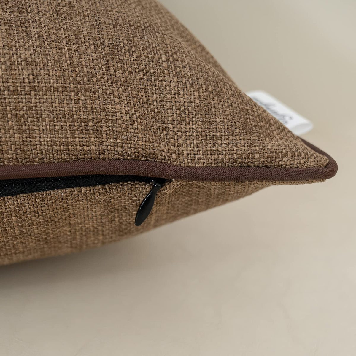 Yangest Patchwork Pillow Cover 12x20 Inch Luxury Cotton and Linen Cushion Cover Faux Leather Pillowcover for Couch Bedroom Living Room, Brown