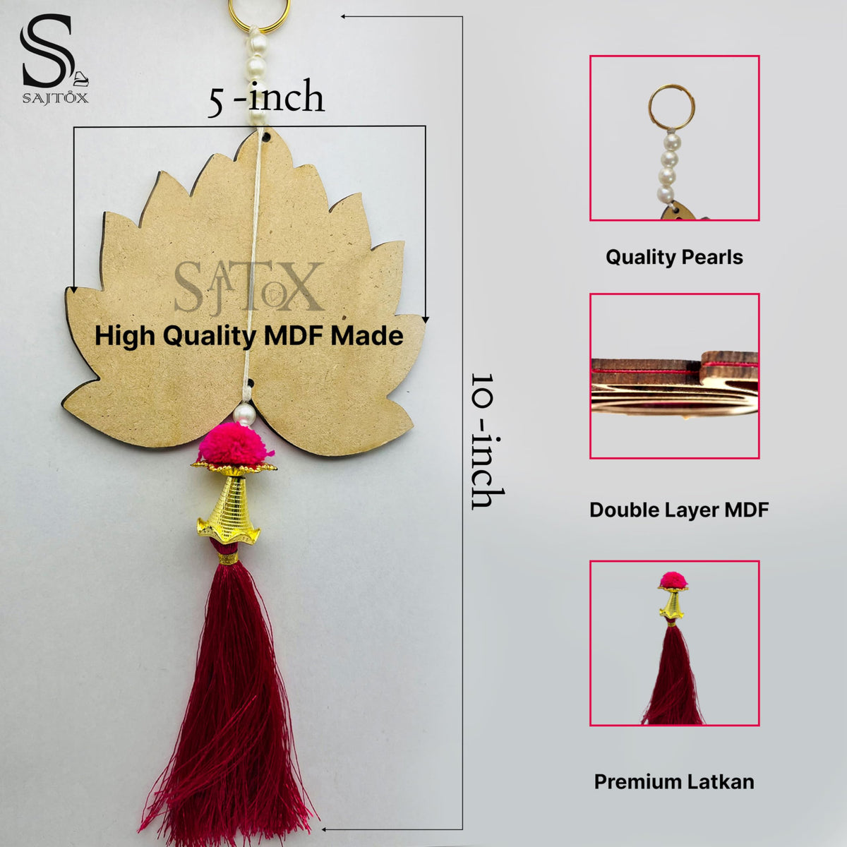 Lotus Hangings for Decoration MDF Floral Wall Hangings for Fastive Decor Temple Pooja Room Gift Ready Packaging (Pack of 6)