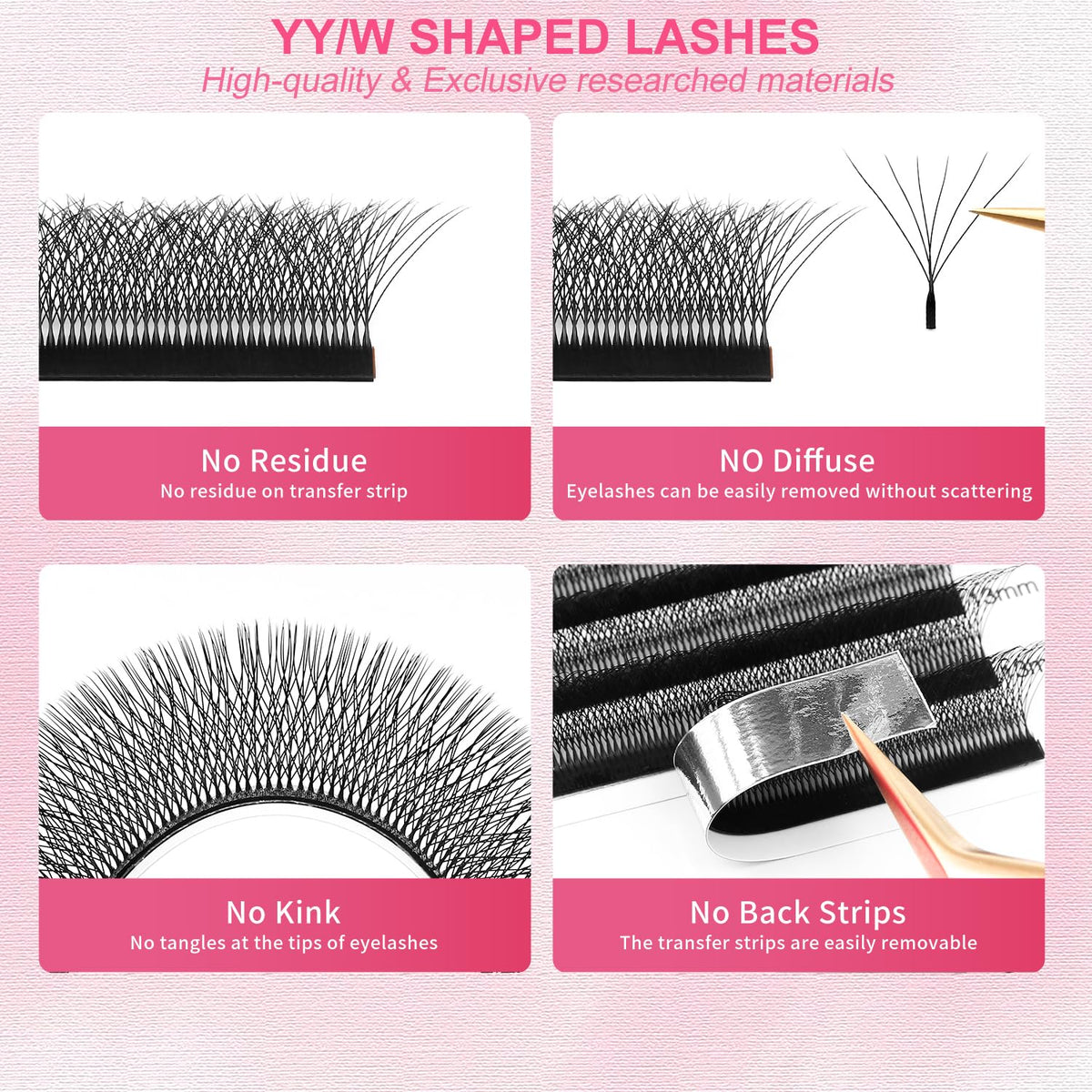W Lash Extensions Supplies 6D Eyelash Extensions W Shape 0.07mm Thickness D Curl 14mm Premade Fans Easy Fan Lashes Volume Matte Black 12 Rows Crisscross Eye Lashes(W-6D-0.07-D,14mm)