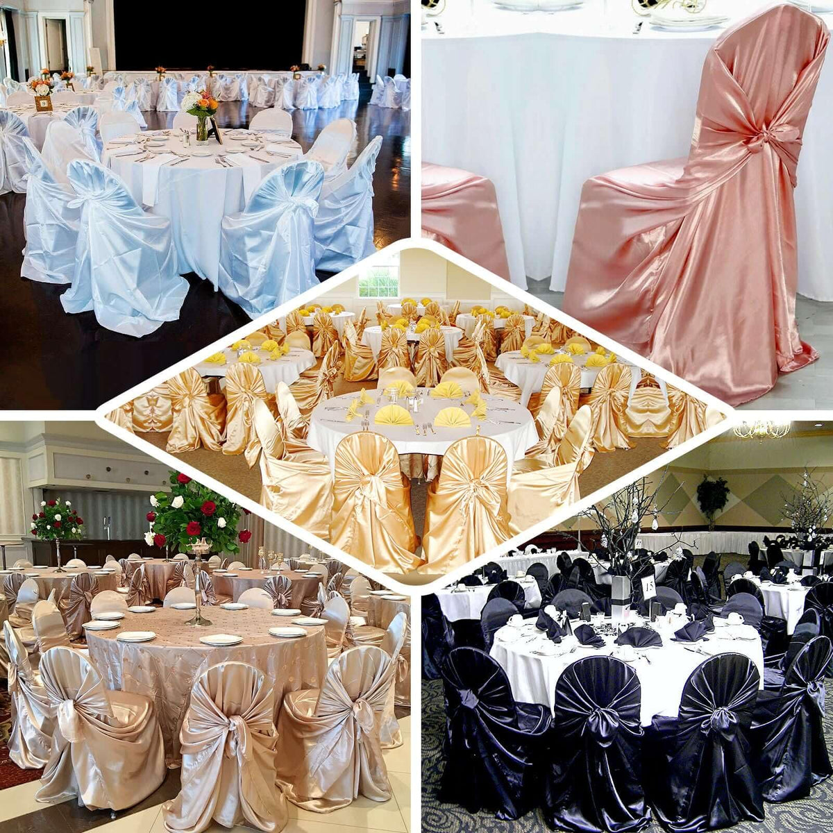 Efavormart Dusty Sage Green Chair Covers for Party 1 PCS Satin Self Tie Universal Banquet Wedding Folding Chair Cover for Dining Chairs Washable Slipcovers for Outdoors Events