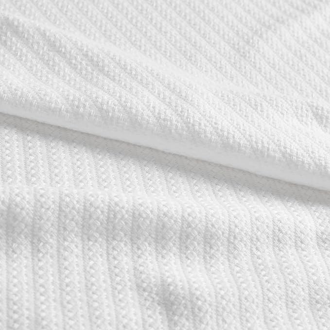 Madison Park - BL51N-0612 Liquid Cotton Luxury Blanket Premium Soft Cozy 100% Ring Spun Cotton For Bed , Couch or Sofa, Full/Queen, White
