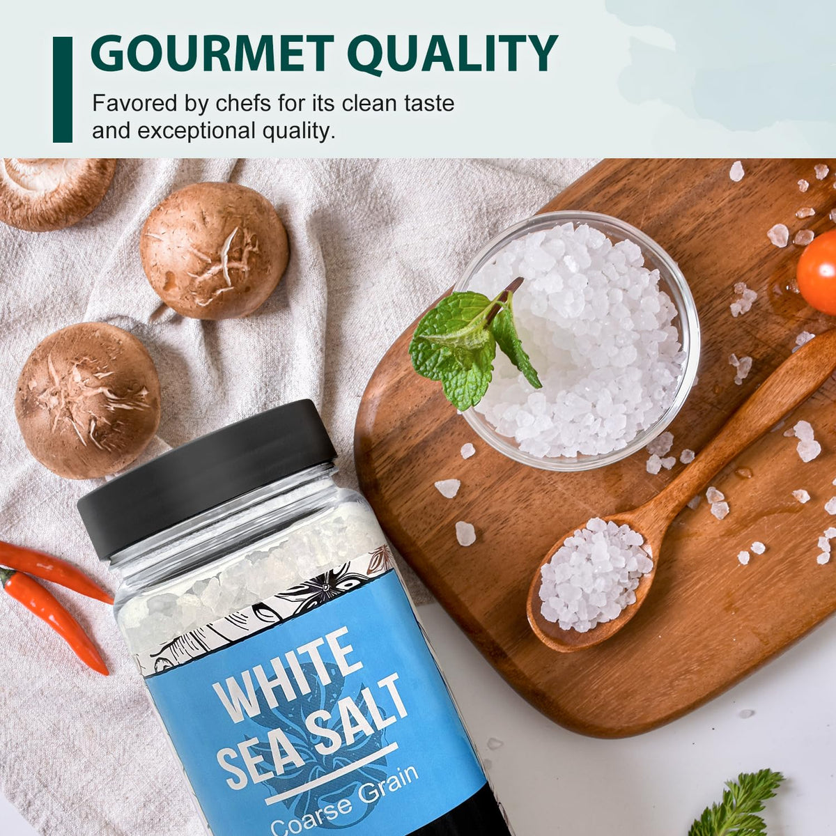 Soeos Sea Salt, Coarse Grain, 20 Oz (1.25 Pound), Non-GMO, Nature Himalayan Kosher Salt, Sea Salt for Grinder Refill (Pack of 1)