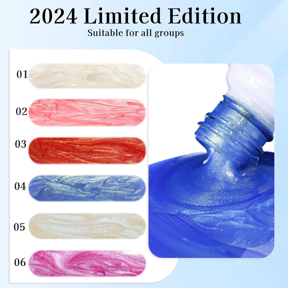 Mermaid Gel Nail Polish Set: 6 Colors - Pastel Pink, White, Orange, Blue, Pearl Gel with Swirl Shell Design - Uv Led Summer Nail Gel Polish DIY Swirl Shell Thread Effect for Girls