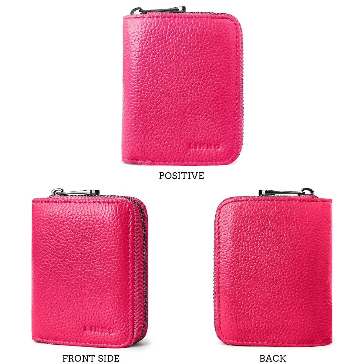 Linno RFID 20 Slots Credit Card Holder Genuine Leather Small Wallet for Women or Men with Zipper
