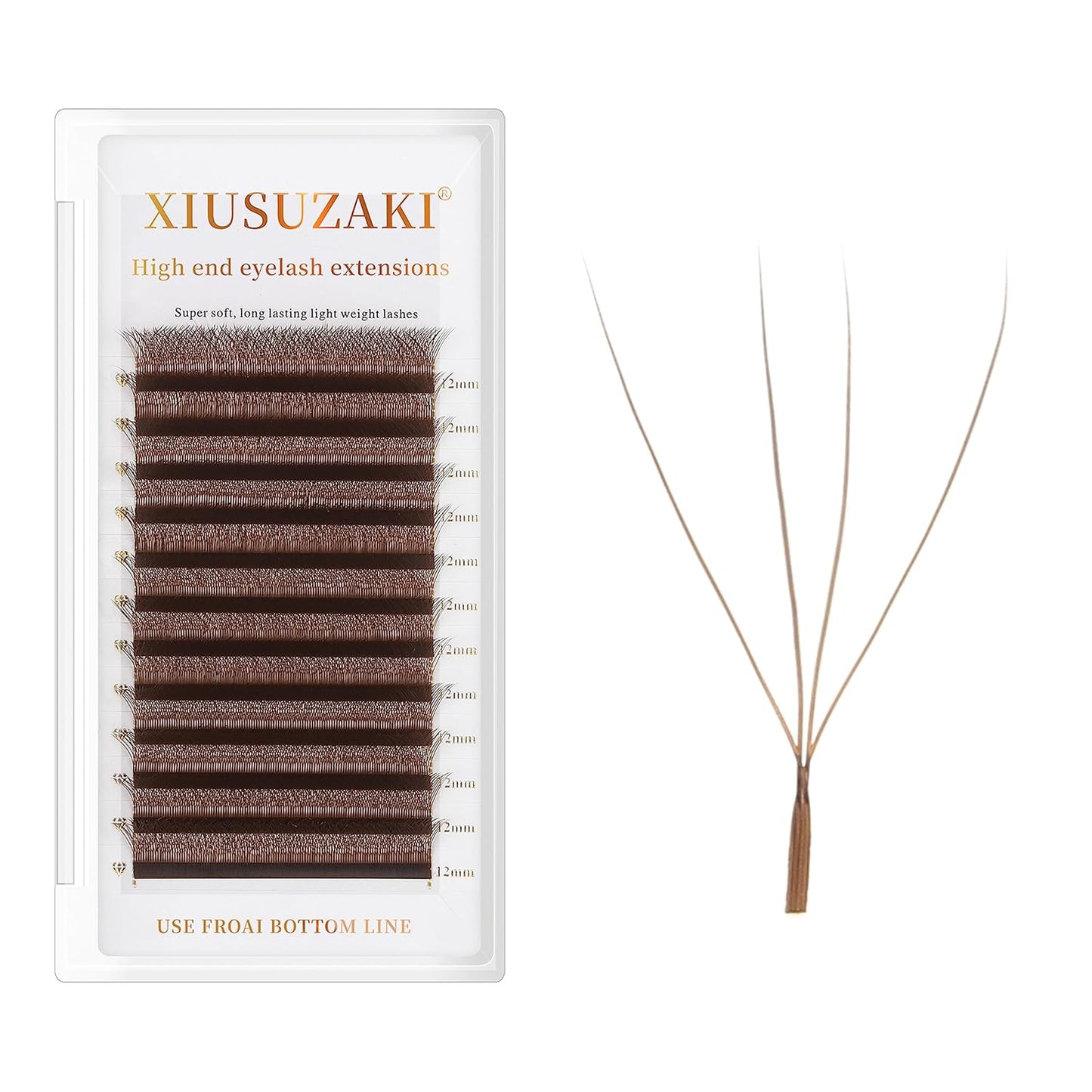 Lash Extensions Brown 4D W Eyelash Extensions W Shape 0.07mm Thickness C Curl 10mm Premade Fans Lashes Colored Lash Extension Volume Lashes Individual Lashes(W-Brown-4D-0.07-C,10mm)