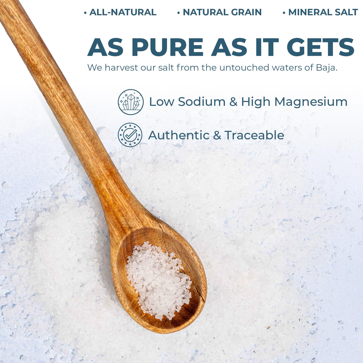 BAHA - Baja Mineral Sea Salt | BULK | 5 LBS Original Natural Grain Baha Salt from Sea of Cortez | Low Sodium Mineral Salt | For Cooking, Plating and Hydration | Salt for Grinding | 5 Lb. Bag