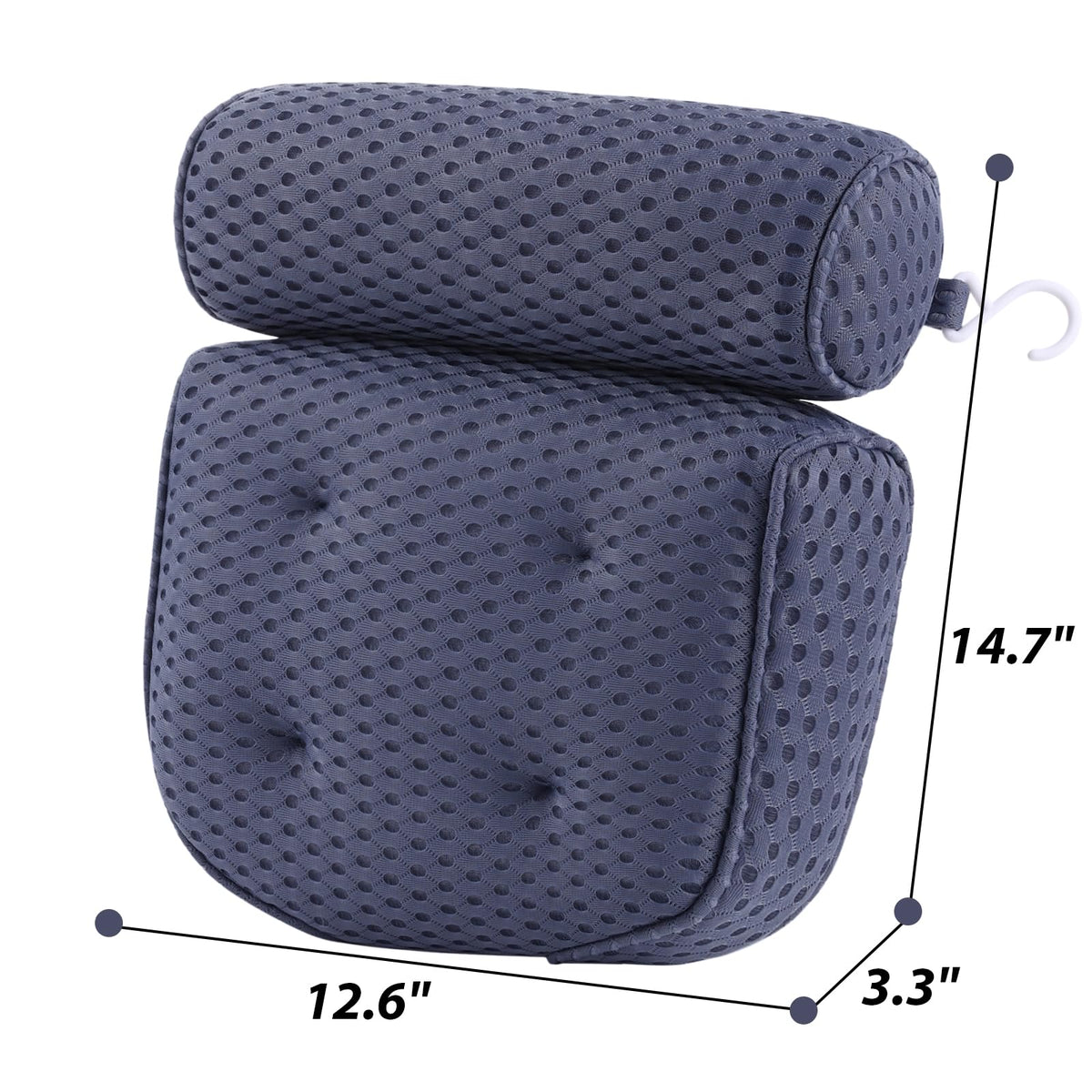 AEROiVi Luxury Bath Pillows for Tub，Bath Pillow Bathtub Pillows for Head and Neck Support Bath Cushion Made from Soft Spacer Mesh Material with Suction Cups (Dark Blue)