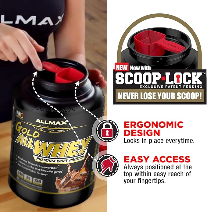 ALLMAX GOLD ALLWHEY, Chocolate Peanut Butter - 5 lb - 24 Grams of Protein Per Scoop - Gluten Free, Low Carb & Low Sugar - Approx. 71 Servings