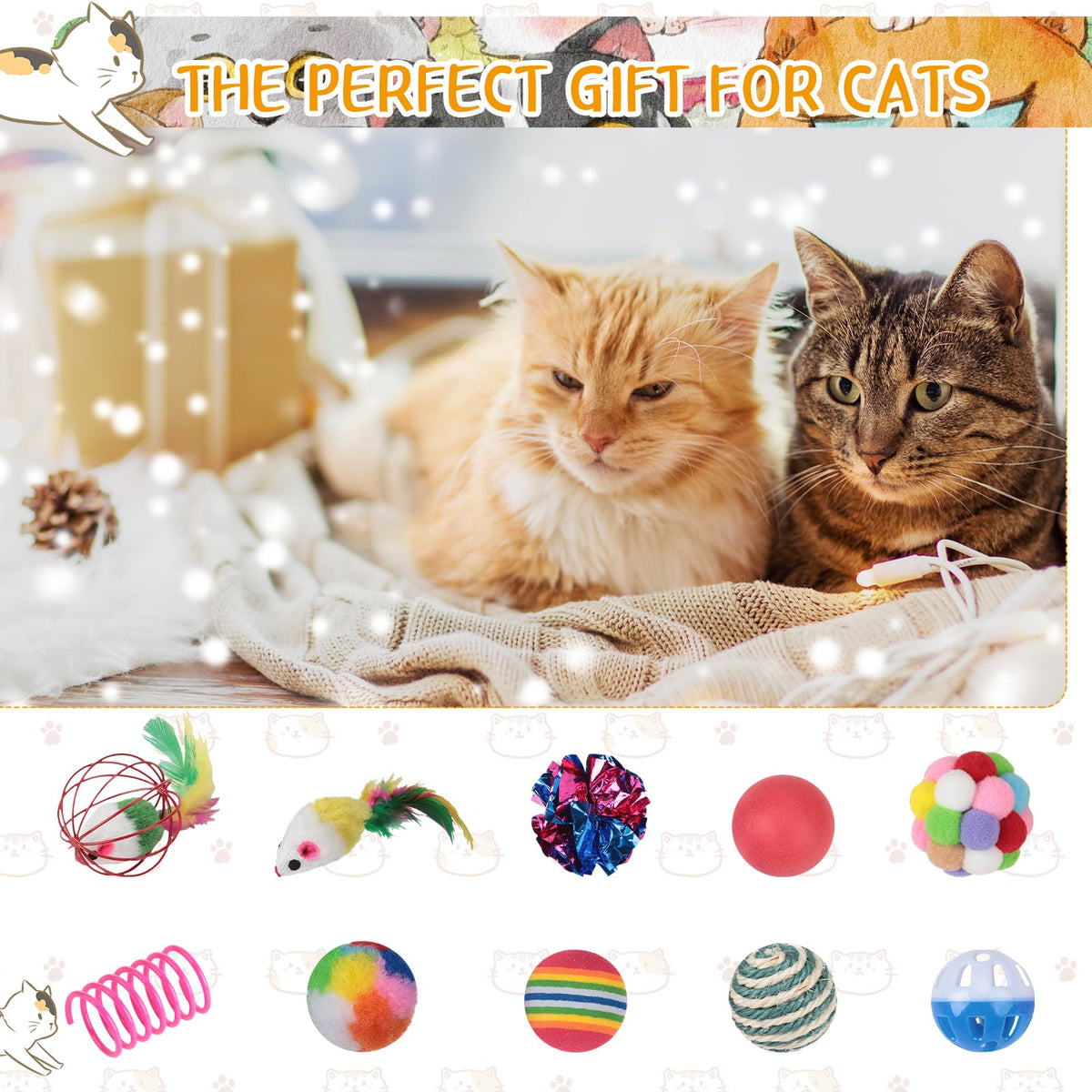 Shappy 150 Pcs Cat Toys Bulk Kitten Toys Pack Variety Funny Interactive Gift Including Mice Rainbow Balls Spring Crinkle Balls for Indoor Cat Kitty Kitten(Classic)