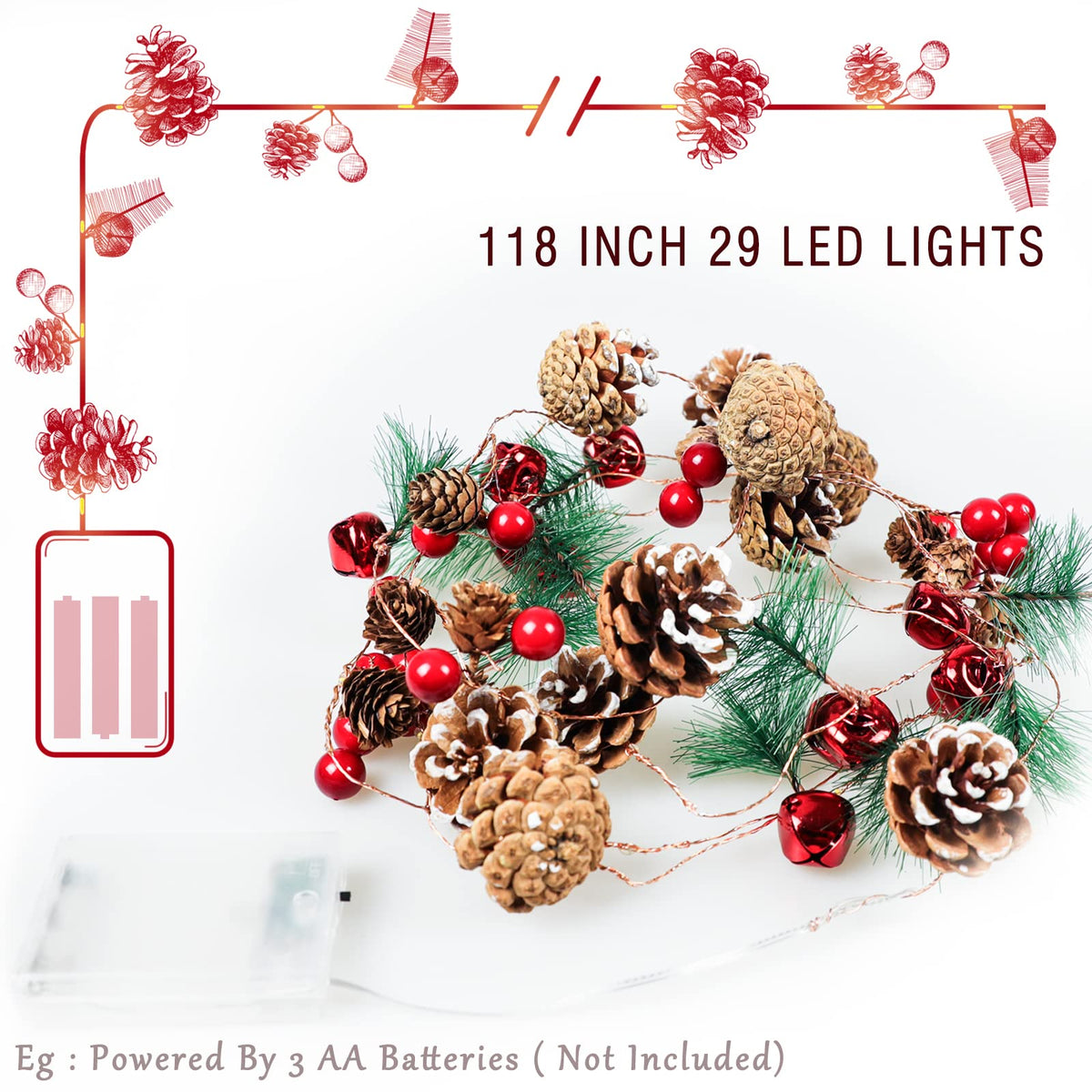 Christmas Decorations Christmas Decorations Indoor Christmas Garland Christmas Garland with Lights Garland Christmas Decorations Christmas Tree Garland Indoor Home Decor (Christmas Garland)