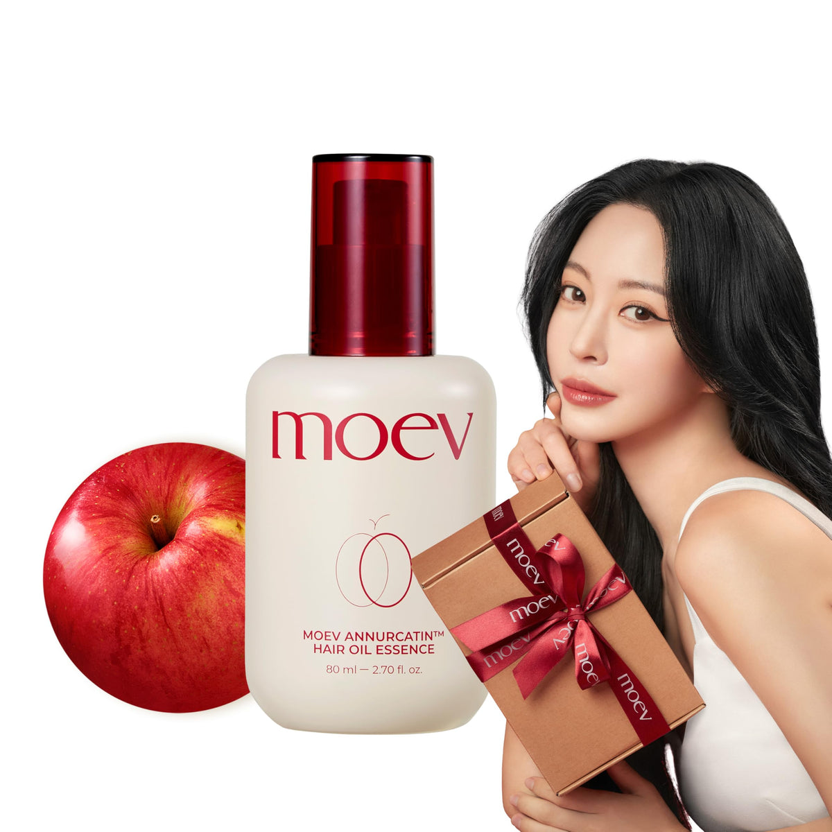 MOEV ANNURCATIN Hair Oil Essence, Heat Protect Hair Serum, Korean Nourishing Perfumed Oil for Dry, Frizzy, Damaged Hair, Anti-Frizz with Apple Seed Oil, Lightweight for Shine and Softness 2.7 fl.oz.