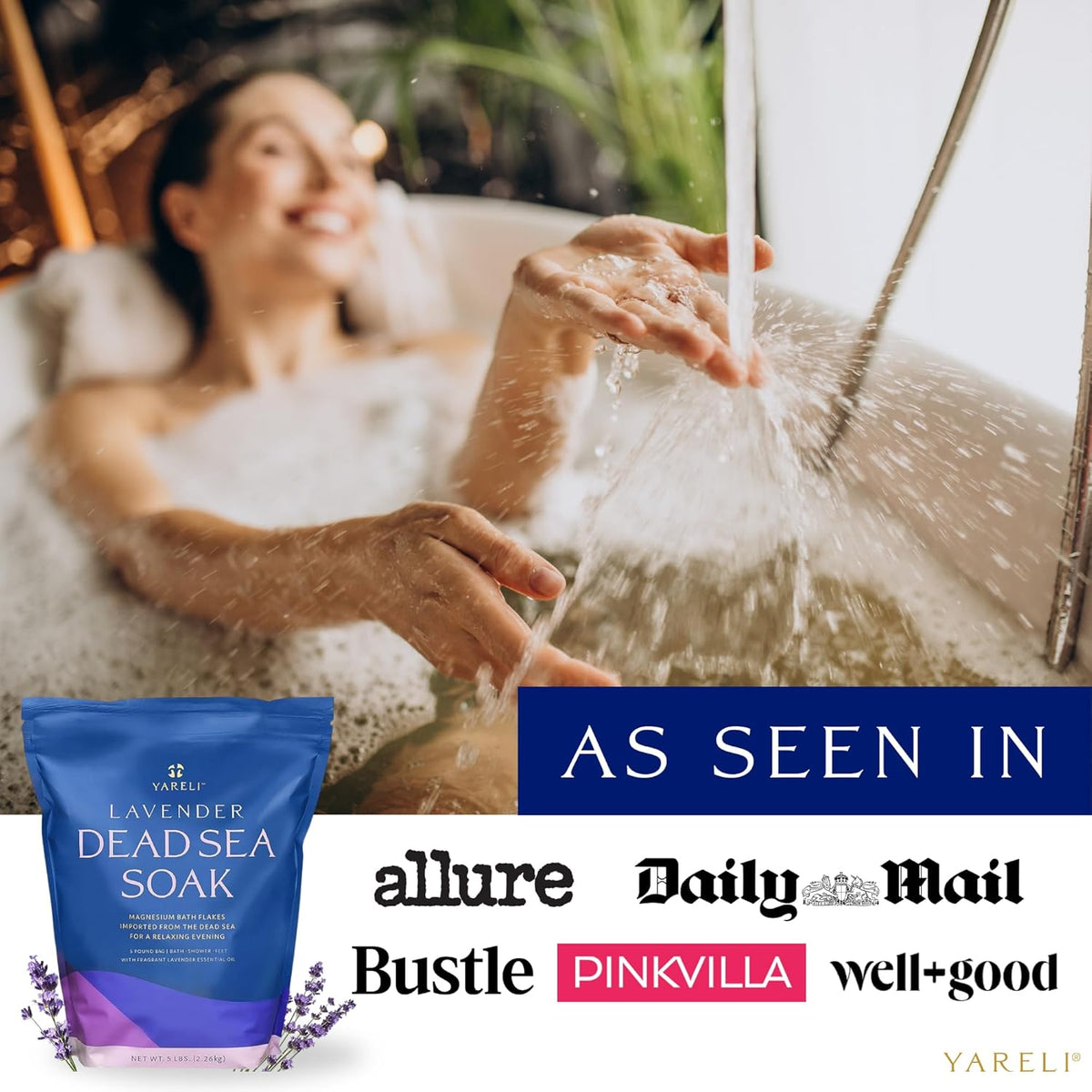 Magnesium Flakes, 5lb Lavender, Dead Sea Bath and Foot Soak, Alternative to Epsom Salt with Over 250,000mg of Magnesium Chloride Per Bag