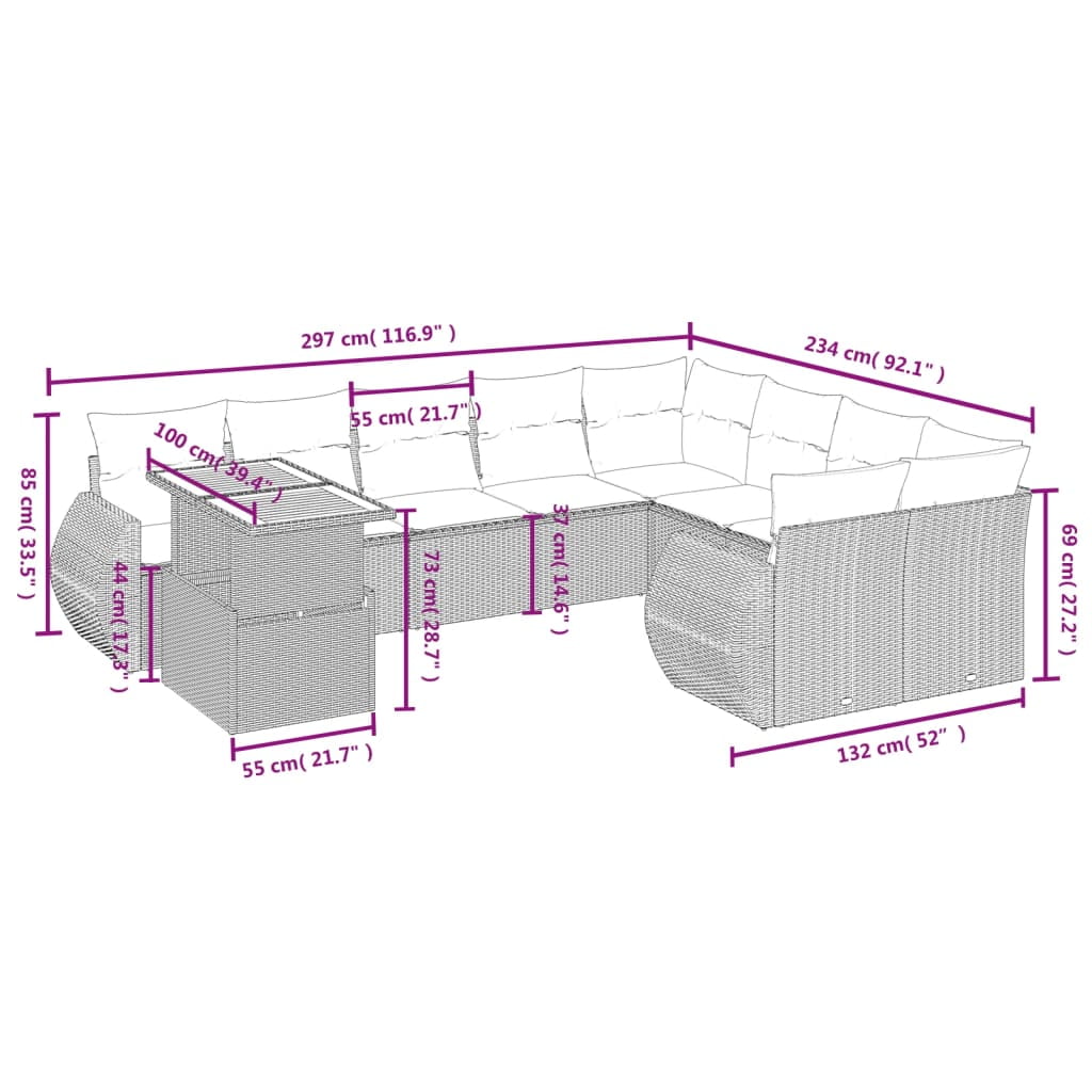 vidaXL Garden Sofa Set Grey