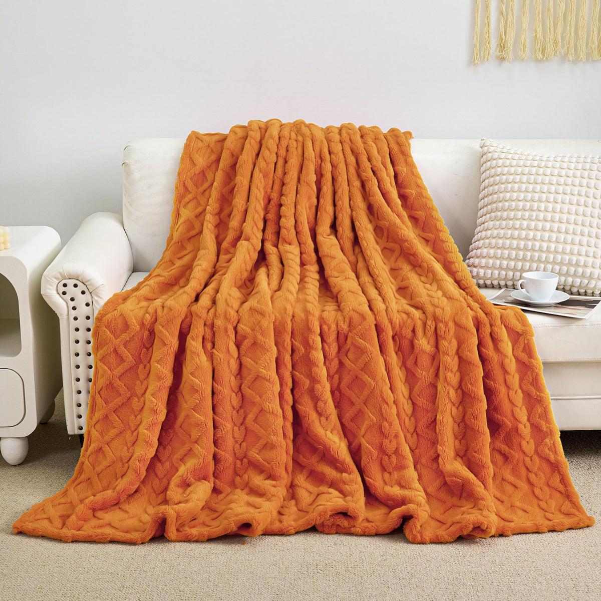 Aganear Fleece Throw Blanket - Cozy Soft Fuzzy Throw Blanket Boho Fall Decor Throw Blankets for Couch, Warm Present for Birthday, Christmas, Halloween, Housewarming(50"x60", Burnt Orange)