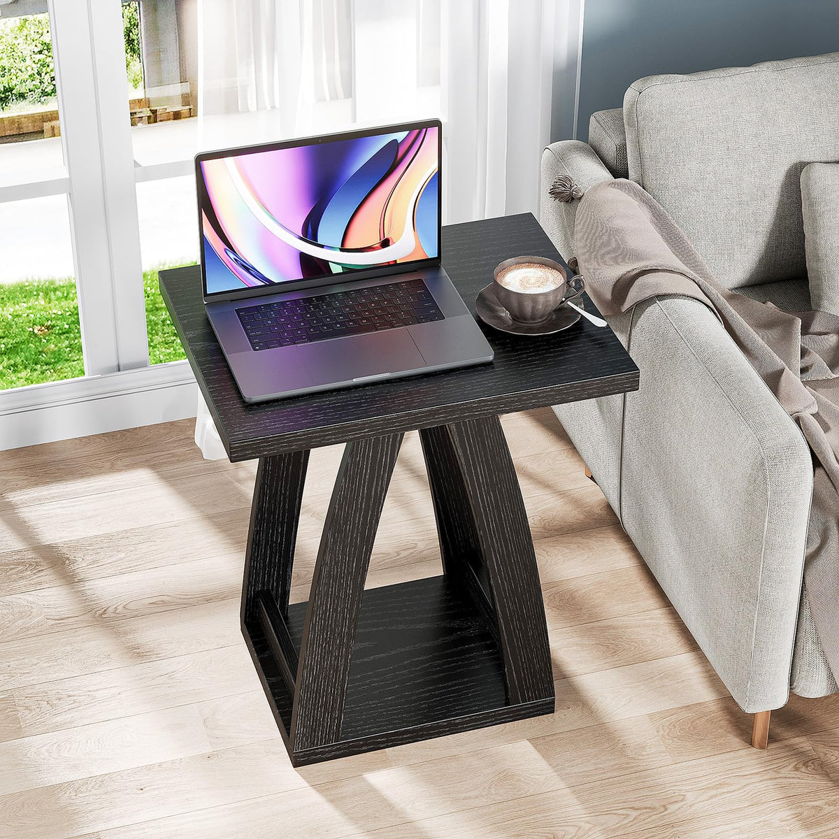 FJTFORME End Tables Living Room Set of 2. Side Tables Living Room. Side Table Beside Sofa. Modern End Table for Home. Black End Tables Set of 2