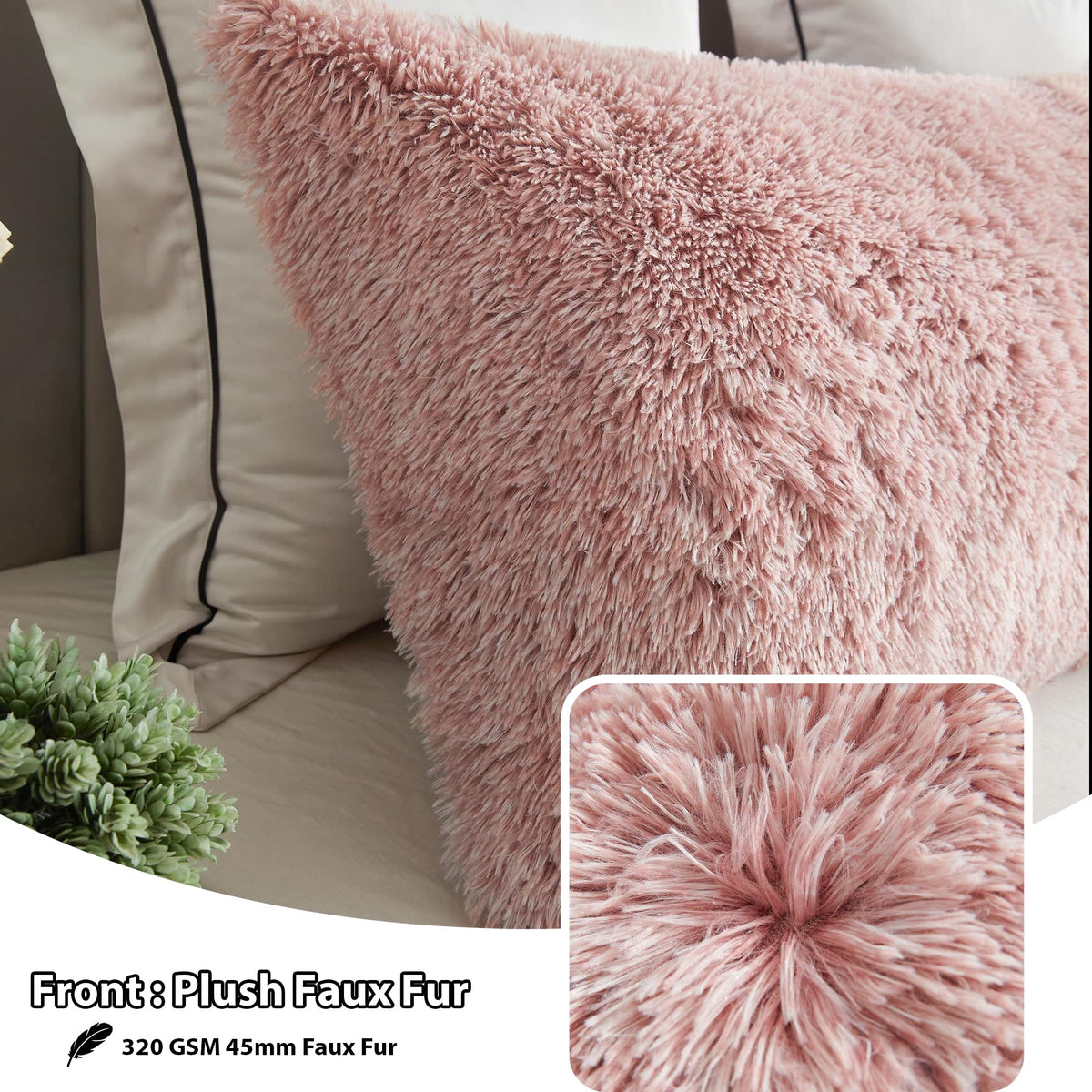 LIFEREVO Body Pillow Cover with Zipper Closure,Luxury Shaggy Ultra Soft Plush Faux Fur Pillowcase 20"x54" for Bed Couch,Microfiber Long Pillowshams for Adults Pregnant Women/Mother/Wife(Ombre Pink)