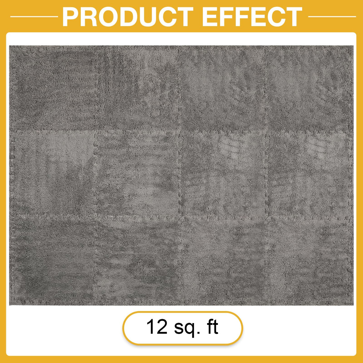 ZENOWICK 12pcs Interlocking Carpet Tiles Plush with 12 Edgings 4 Rug Tapes, Protective Soft Foam Carpet Puzzle Play Mats for Kids Room Floor 11.8 x 11.8 Inch, Grey