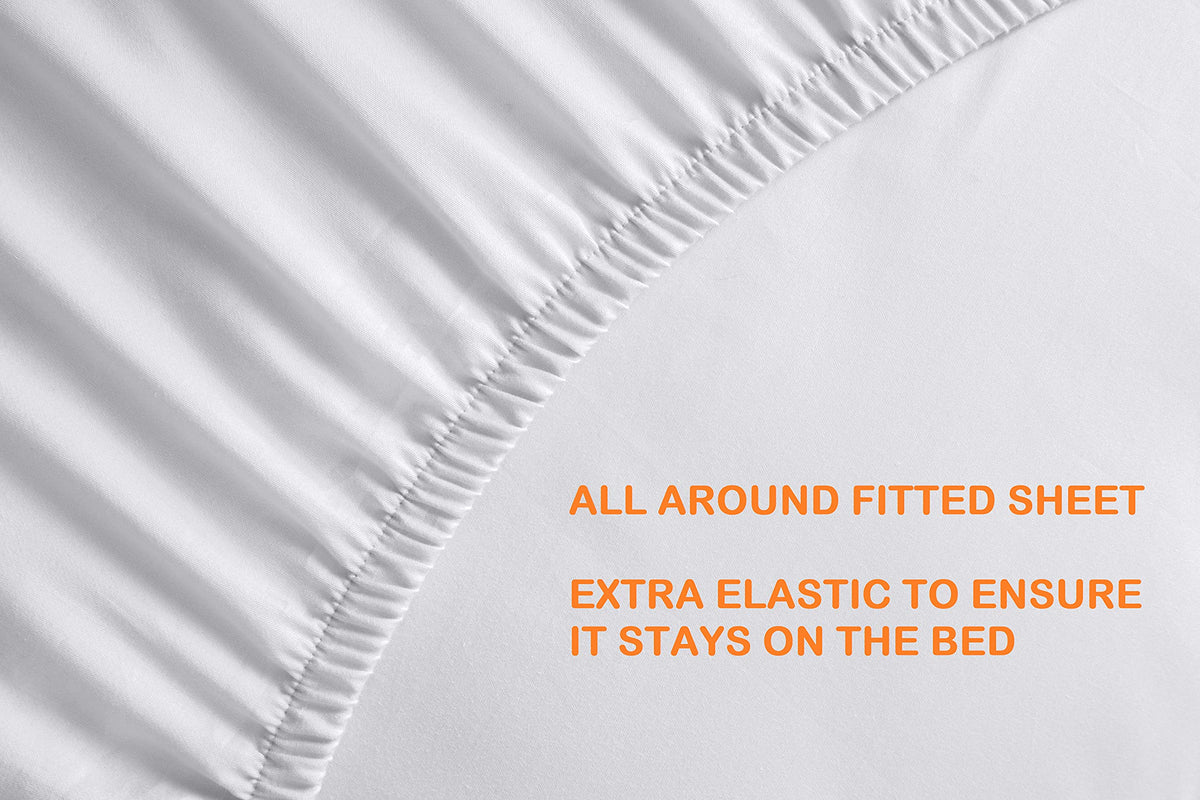 Elegant Comfort Luxury Soft Coziest 4-Piece Bed Sheet Set 1500 Thread Count Egyptian Quality Wrinkle Resistant Beautiful Quilted Design on Flat Sheet and Pillowcases, Full, Cream