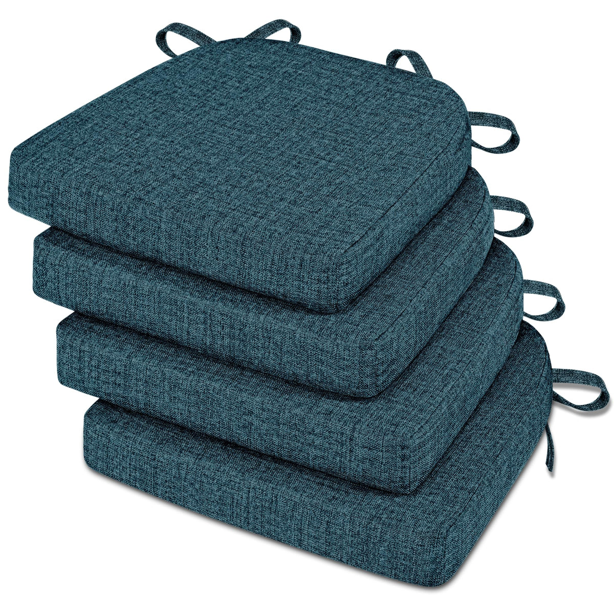 Tromlycs Chair Cushions for Dining Chairs Set of 4 with Ties Chair Seat Pads for Kitchen and Indoor Dining Chairs Non Slip 16"x16.5"x2", Blue