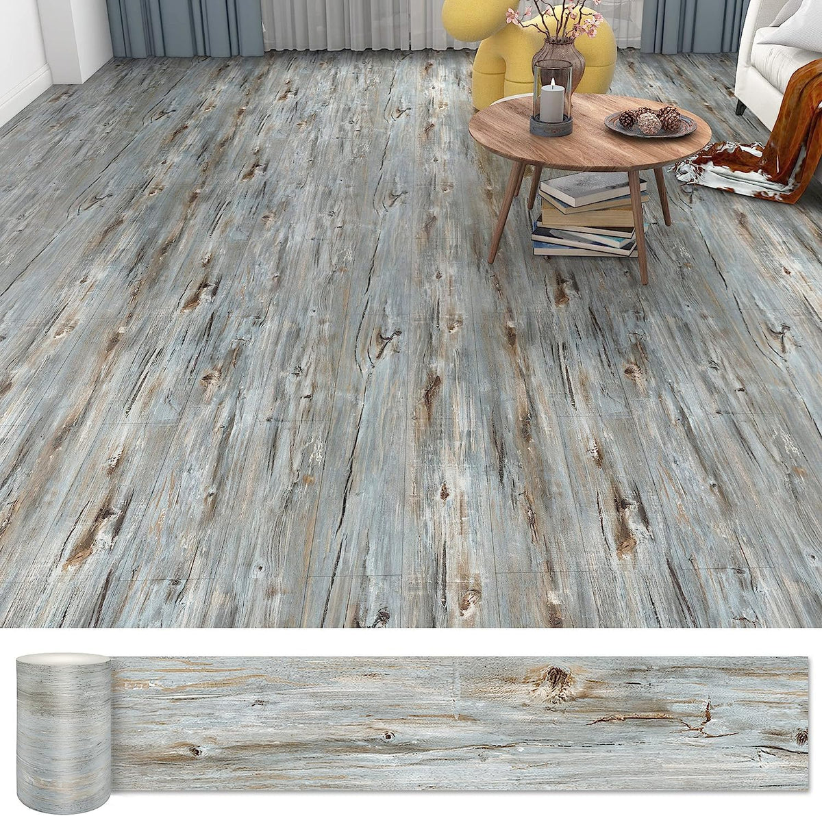 Waterproof Peel and Stick Floor Tile, 36 Pack 54 Sq.Ft（NO Sticky Residue Left） Wood Plank Vinyl Tile Stickers, Self-Adhesive DIY Flooring Tiles for Bedroom, Living Room, Bathroom （36" x 6"，Dustgray）