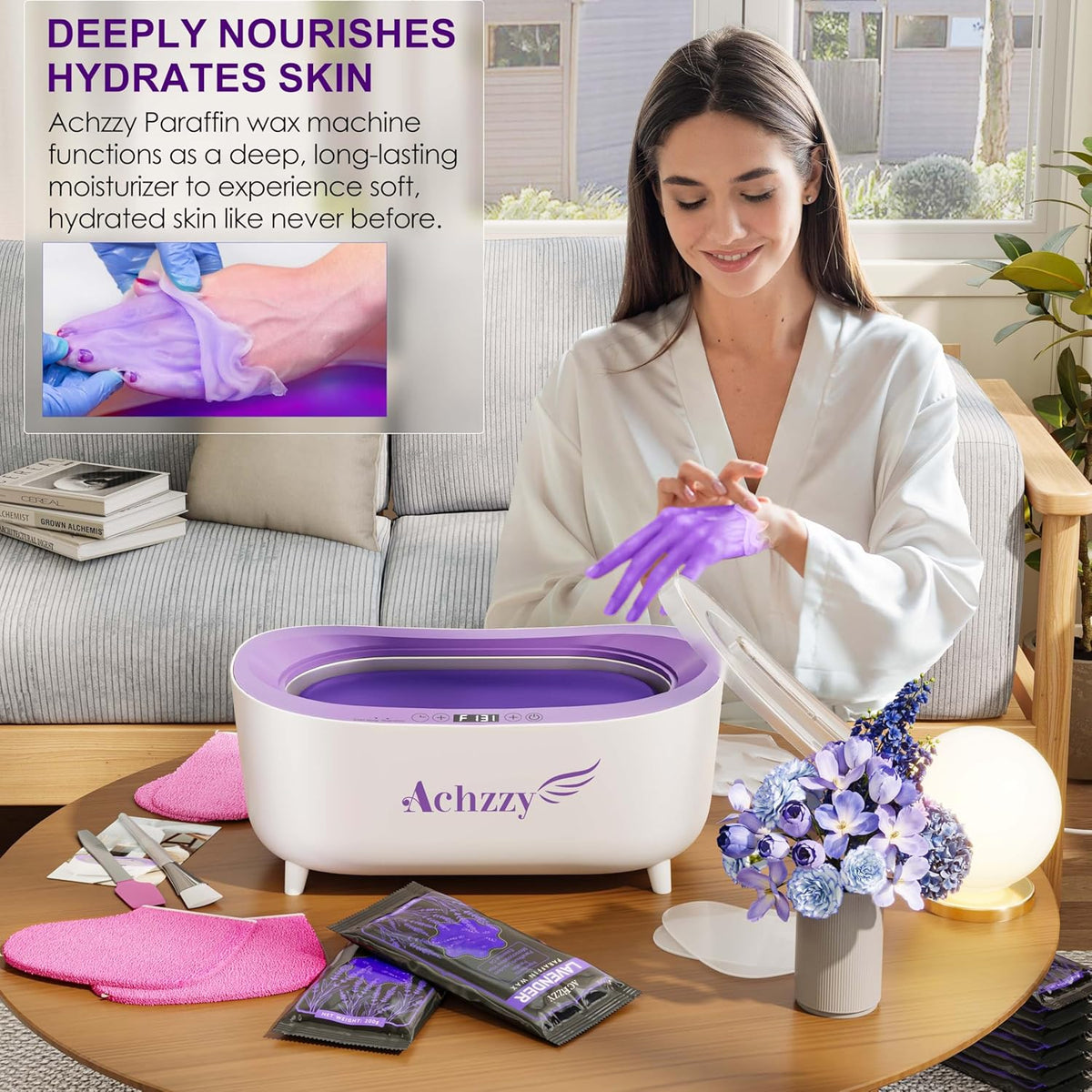 Paraffin Wax Machine for Hands and Feet, 5000ml Professional Wax Warmer with Temperature Control, Smart Heating, Stainless Steel Inner Pot, Moisturizing Hot Wax Bath with Refills for Skincare