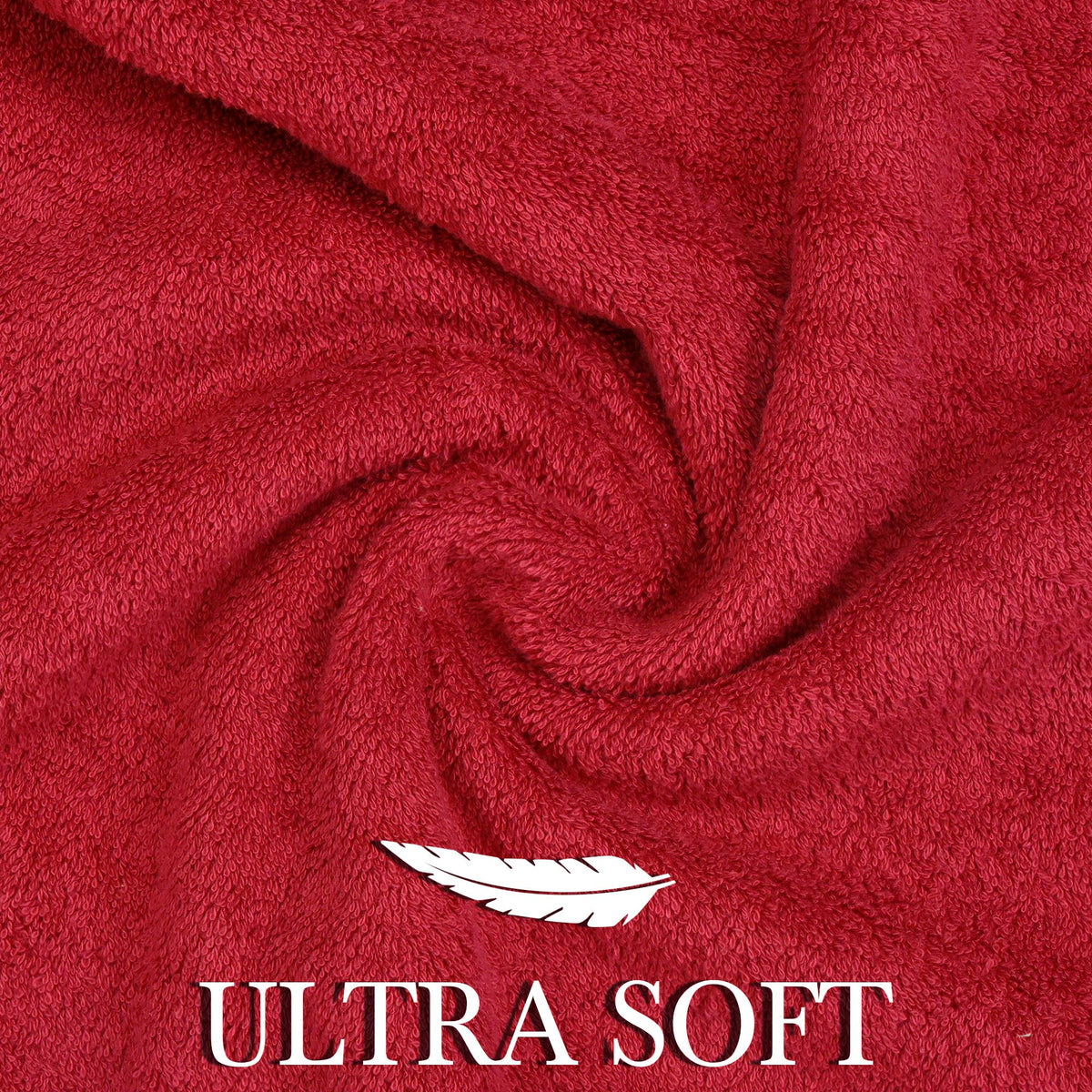 CRAFTBERRY Luxury Bath Towels Set -100% Cotton- 2 Bath, 2 Hand & 2 Washcloths - Premium, Large, Thick, Fluffy, Absorbent, Quick Dry, Soft & Plush - 6 Piece Luxury Bathroom Towels - Red