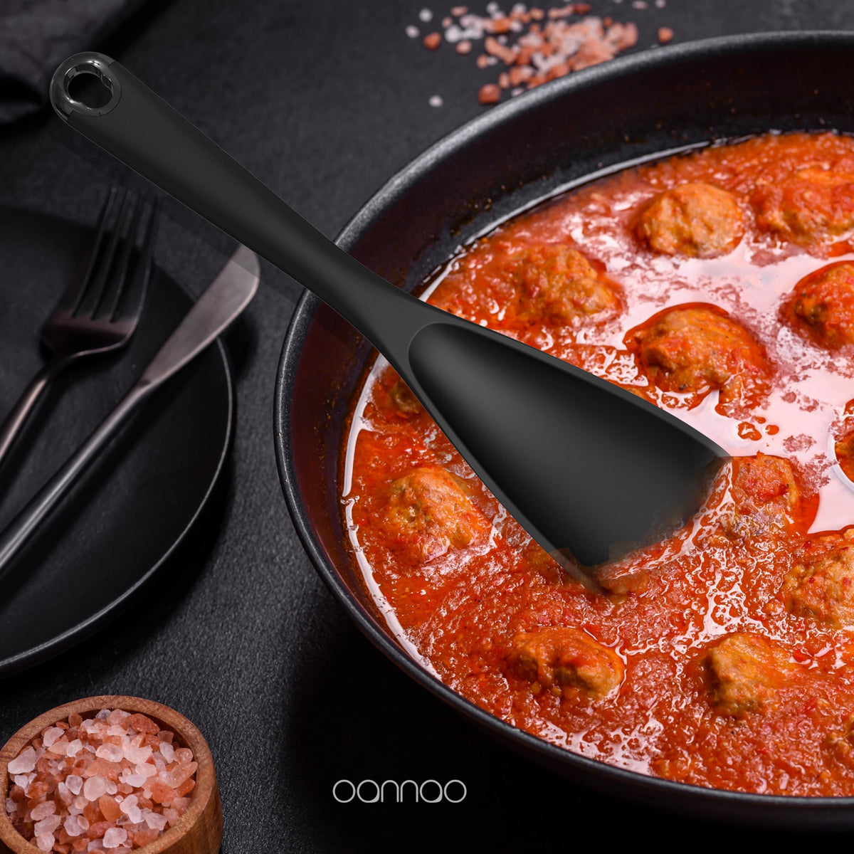 Silicone Kitchen Utensils Set, 600°F Heat Resistant Silicone Cooking Utensils, Spatula, Spoon, Whisk, Tongs, Kitchen Gadgets Tools Sets for Nonstick Cookware, Dishwasher Safe BPA Free (Black)