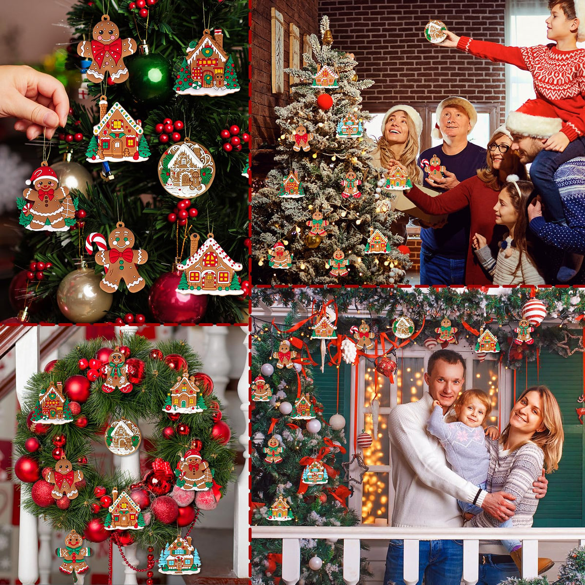 Miucat 12pcs Gingerbread Ornaments for Christmas Tree Decorations, Plastic Gingerbread Christmas Decorations