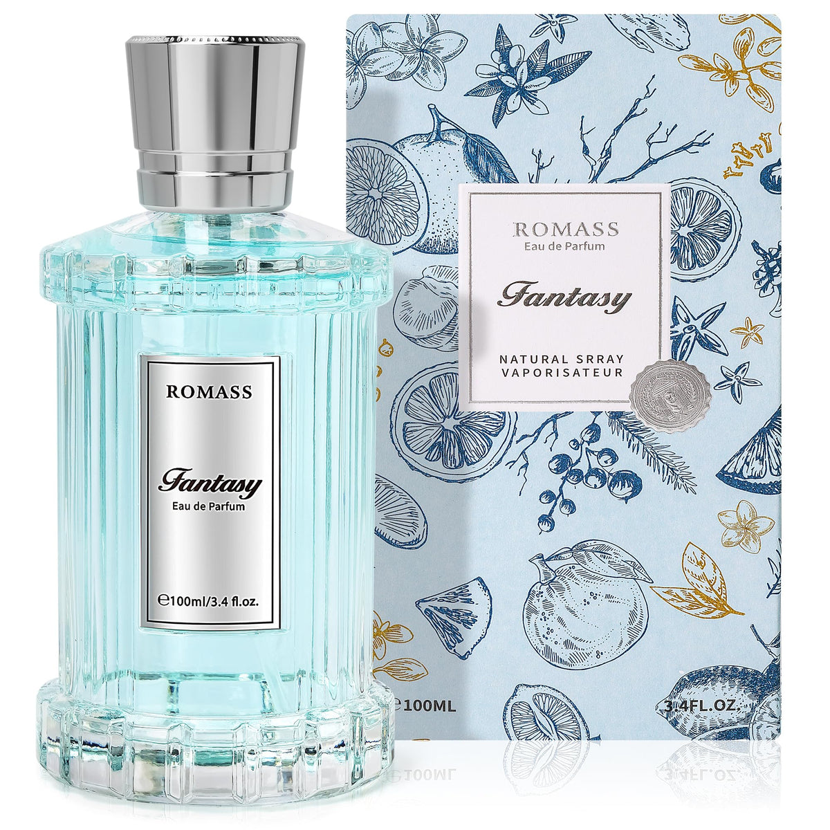 ROMASS Fantasy EDP Eau de Parfum- Citrus Spicy Unisex Fragrance with Lemon, Bergamot & Ginger | 3.4oz Long-Lasting Spray