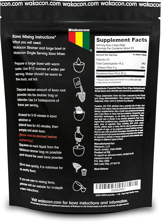 Kava Waka Powder – Authentic, Noble Kava Root Powder from Fiji – Premium, Responsibly Sourced, 16 Oz
