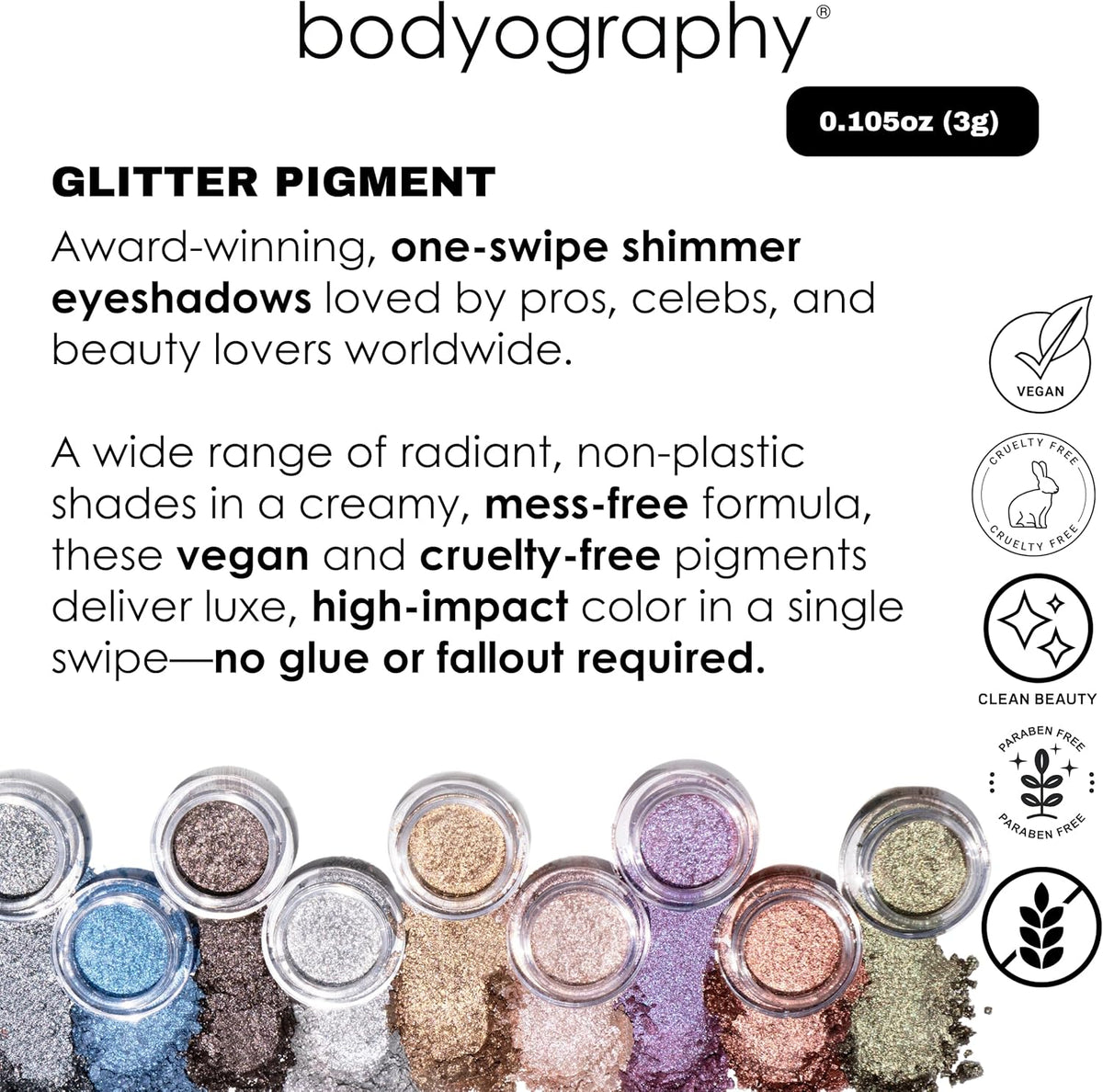 Bodyography Glitter Pigment - Stratus Champagne Pink for Women - 0.105 oz Eye Shadow