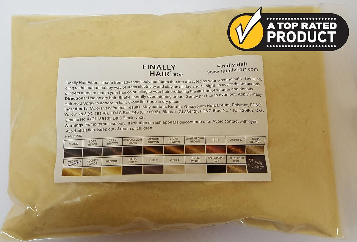 Hair Building Fibers Light Medium Blonde Refill 50 Gram Refill Your Existing Fiber Bottle. Hair Filler Fibers Cover Grey Roots Concealer by Finally Hair (50g 50gr 50gram 50 G Gr Gram)