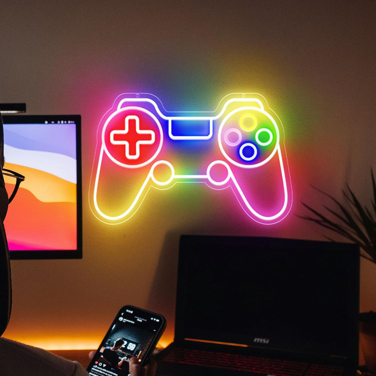 RGB Neon Gaming Sign, LED Neon Gamer Signs for Wall Decor, Gamer Gifts for Teen Boys Room Decor, Upgraded Game Neon Lights Gaming Room Accessories