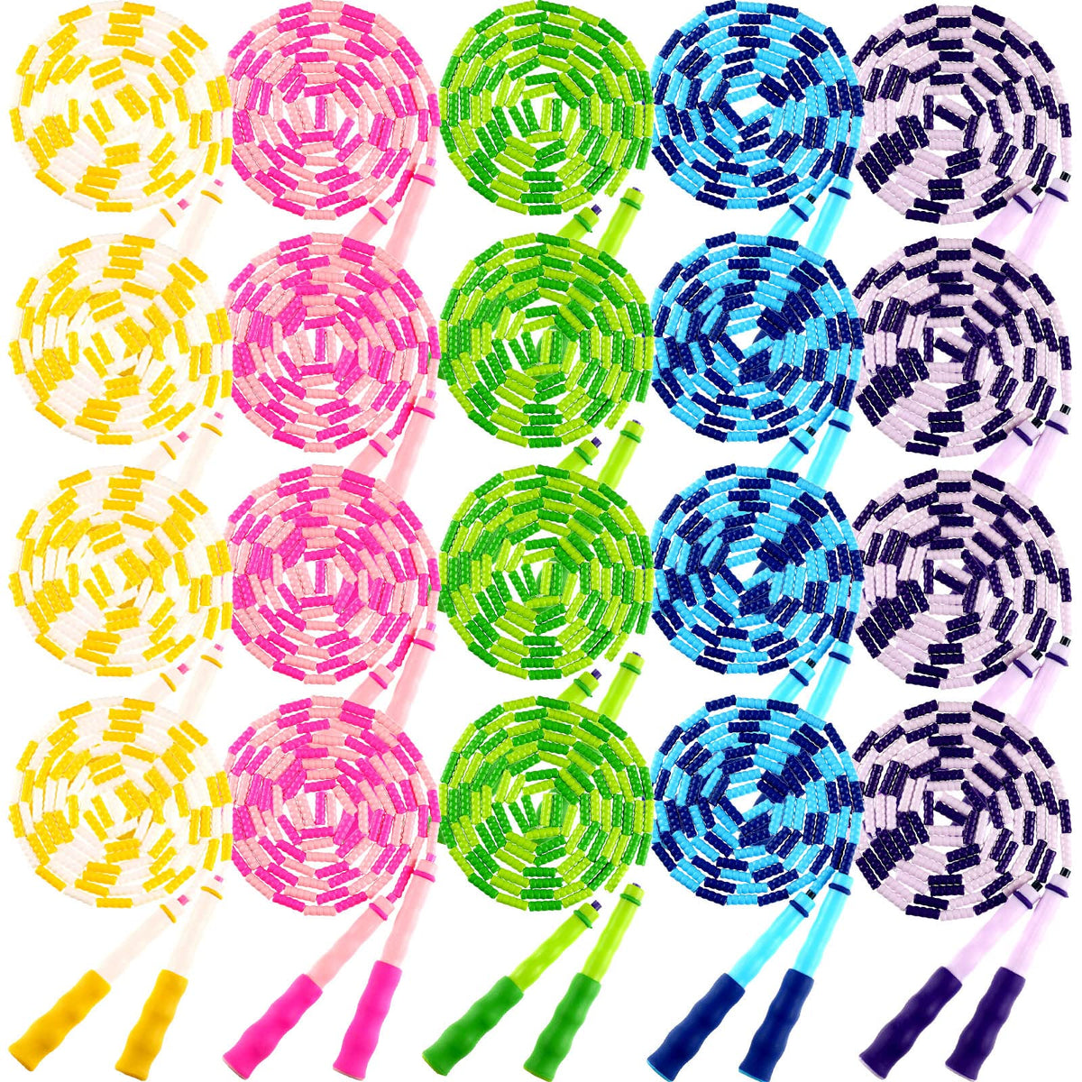 20 Pack Adults Kids Jump Ropes 9.2 Feet Adjustable Length Tangling Free Segmented Skipping Rope with Soft Beaded Segment Equipment for Kids Women Men Exercise Training Workout Weight Loss, 5 Colors