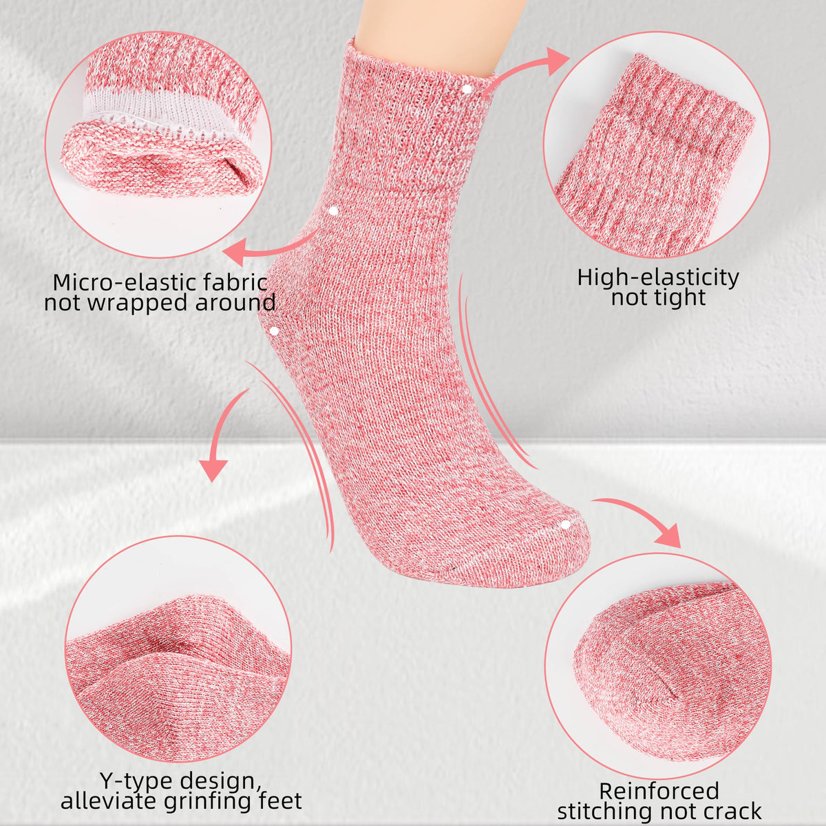 LWWTBS Womens Wool Socks 5 Pairs Winter Warm Thick Knit Wool Soft Vintage Casual Crew Socks Gifts for Women Men (Mul-5)