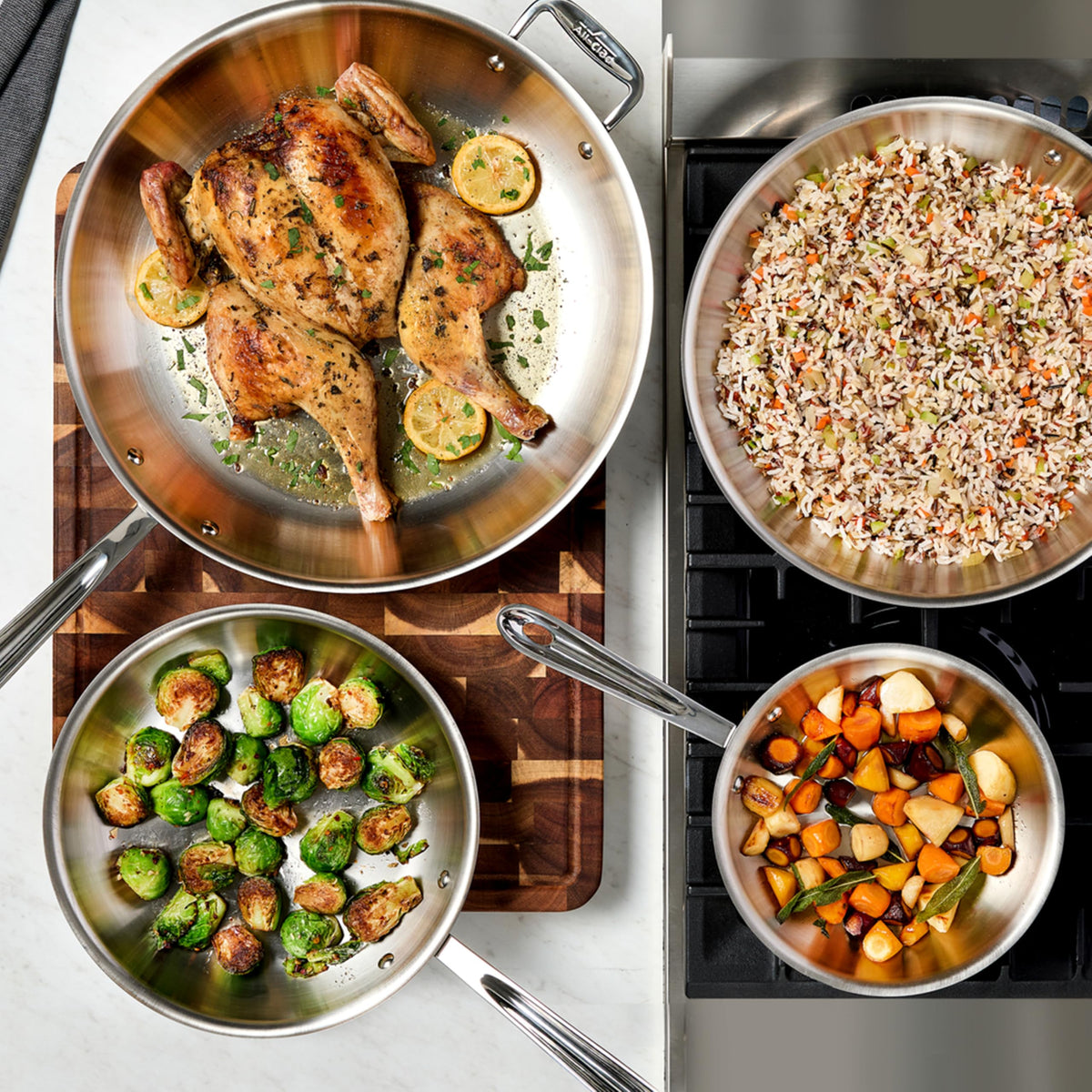 All-Clad D3 3-Ply Stainless Steel Fry Pan With Lid 10 Inch, Induction Compatible, Oven Broiler Safe 600F, Fast and Even Heat, Pots and Pans, Cooking Frying Pan, Skillet, Kitchen, Cookware, Silver