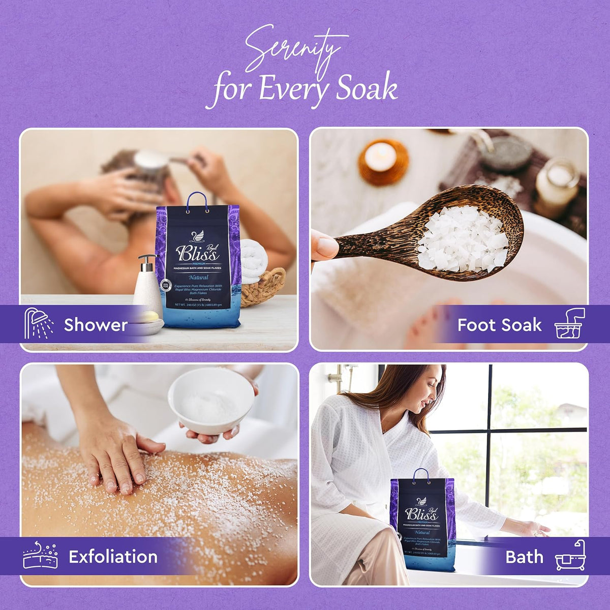 Magnesium Bath & Foot Soak | Salt Flake 15 LB (240 OZ), Super Value Pack | Natural Salts for Relaxation, Wellness & Muscle Relief, Soaking, Recovery & Stress Relief - 15 LB (240 OZ)