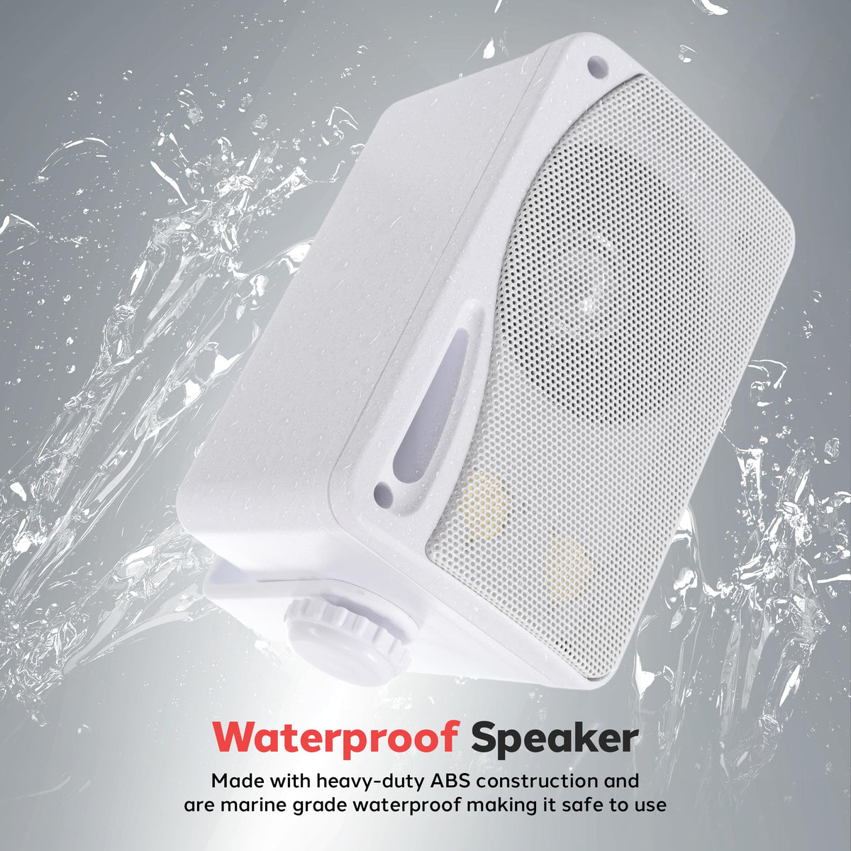 Pyle 3-Way Weatherproof Outdoor Speaker Set - 3.5 Inch 200W Pair of Marine Grade Mount Speakers - in a Heavy Duty ABS Enclosure Grill - Home, Boat, Poolside, Patio, Indoor Outdoor Use -PLMR24 (White)