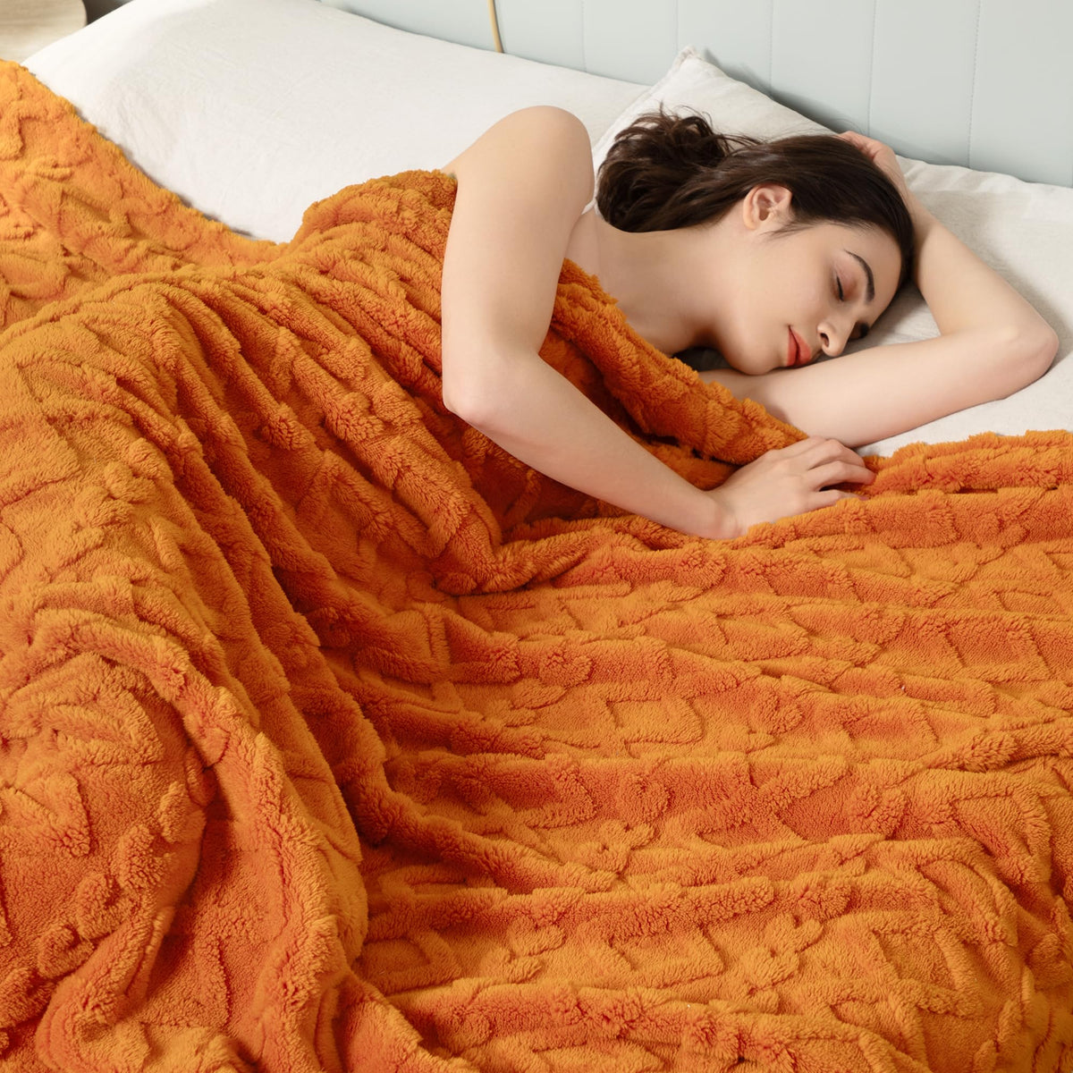 Aganear Fleece Throw Blanket - Cozy Soft Fuzzy Throw Blanket Boho Fall Decor Throw Blankets for Couch, Warm Present for Birthday, Christmas, Halloween, Housewarming(50"x60", Burnt Orange)