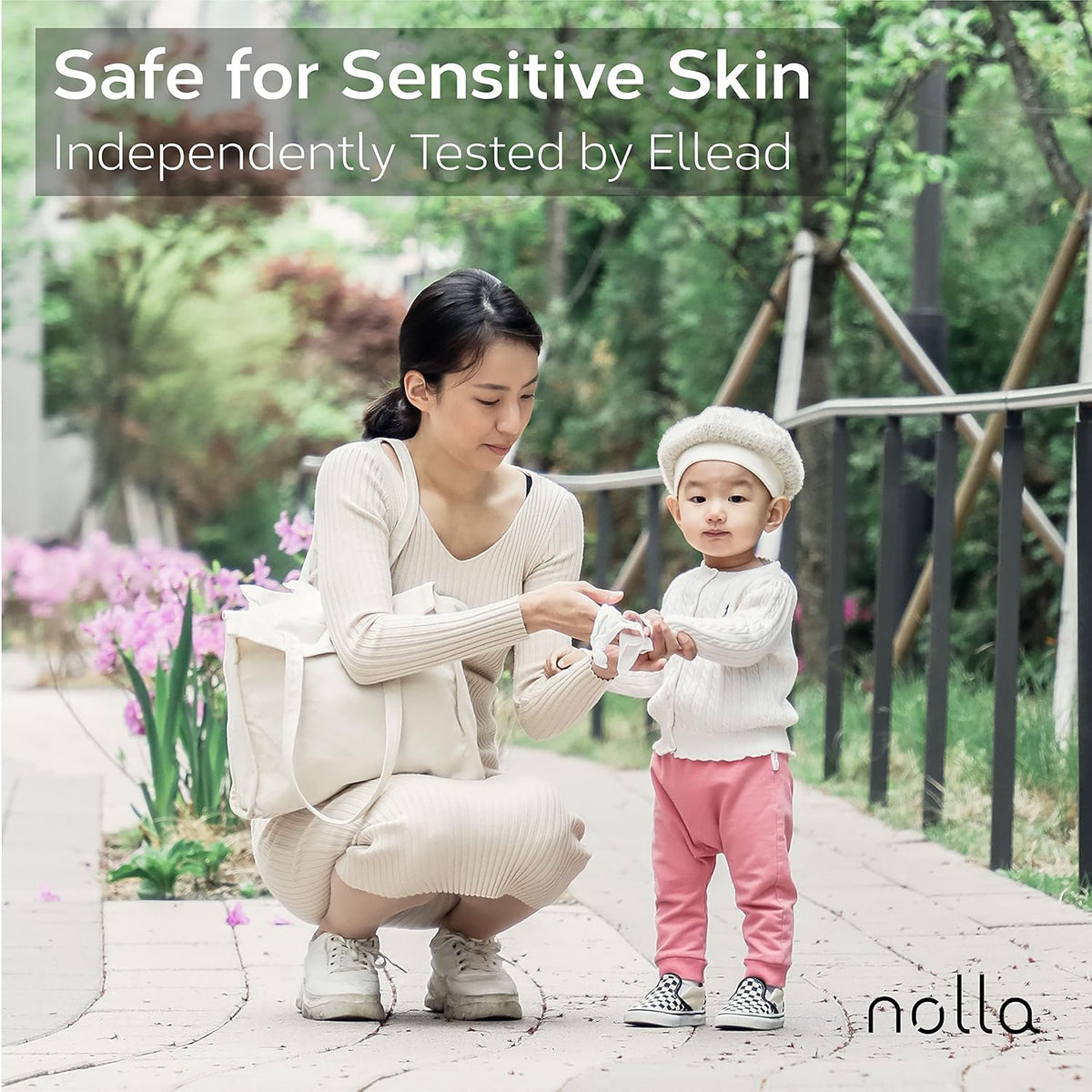Nolla Flushable Wipes Travel Packs, 100% Plant-Based, Plastic-Free and Biodegradable - Unscented + Soothing Aloe and Vitamin E 120 Count (10 Packs of 12)