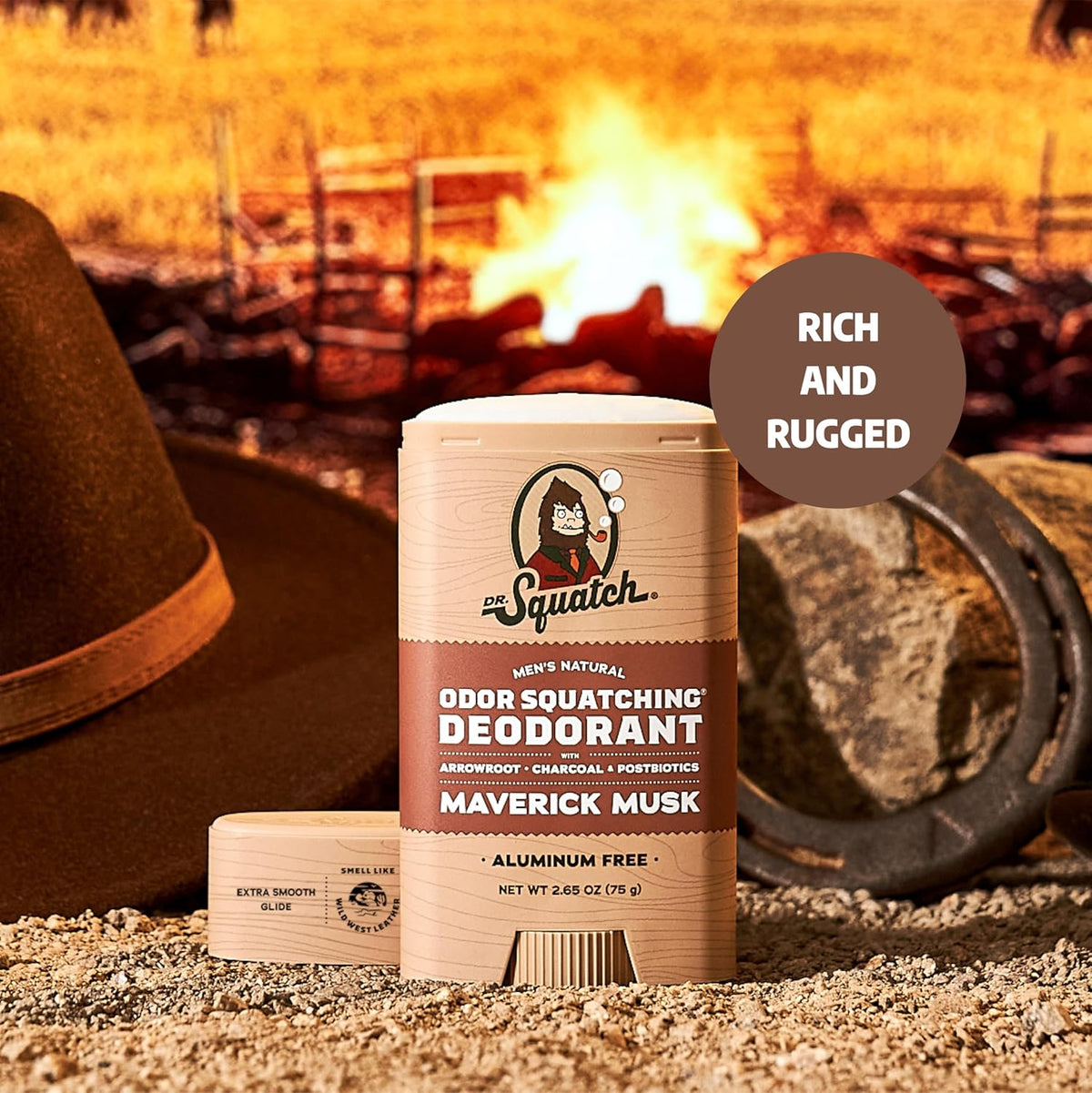 Dr. Squatch Natural Deodorant for Men - Odor-Squatching Aluminum Free - Maverick Musk (2.65 oz, 3-Pack)
