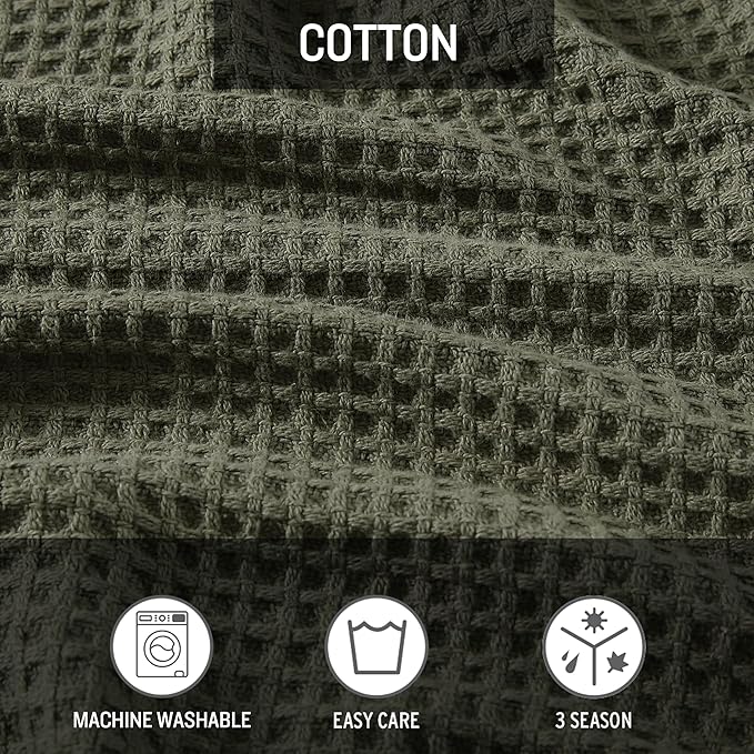 Eddie Bauer Blanket Soft Waffle Weave Bedding, Medium Weight Bedroom Decor, Softens Every Wash, King, Green