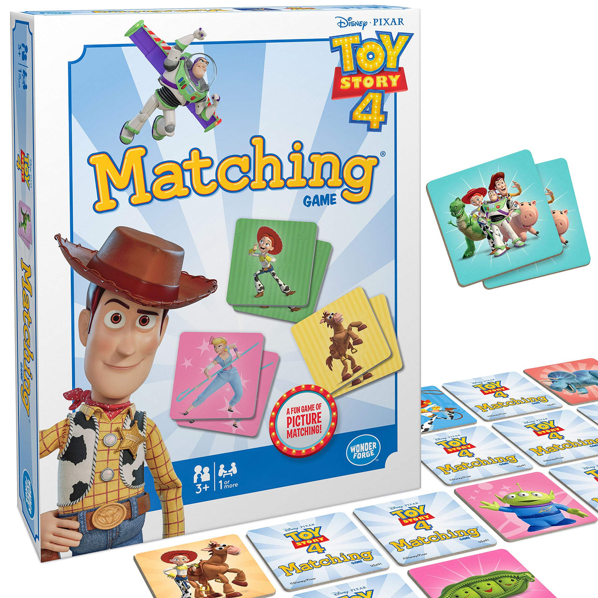 Wonder Forge Toy Story 4 Matching Game | Build Focus and Memory with Woody, Buzz, and Beloved Pixar Characters | Fun and Engaging Activity for Kids Ages 3+