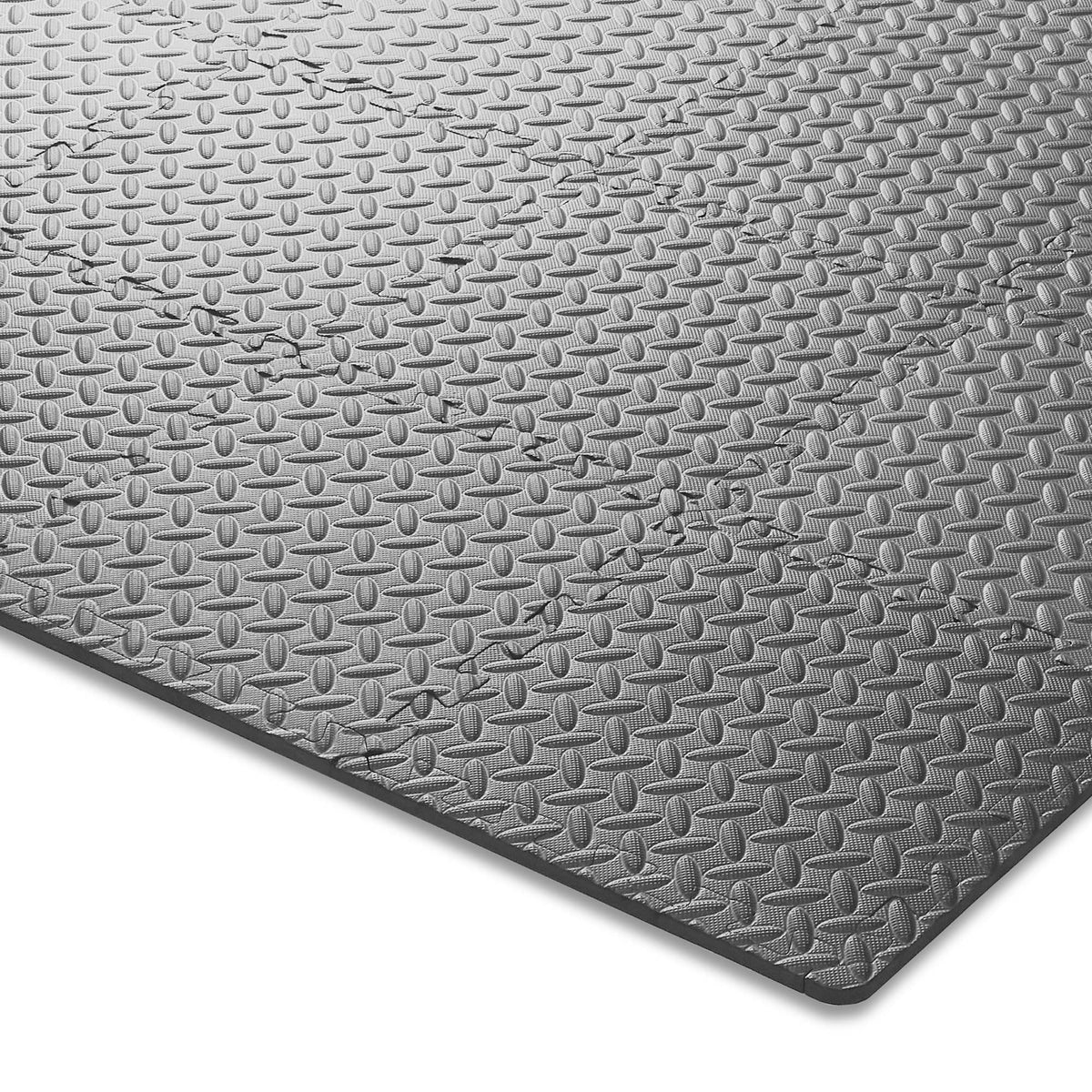 Philosophy Gym Pack of 36 Exercise Flooring Mats - 12 x 12 Inch Foam Rubber Interlocking Puzzle Floor Tiles - Gray