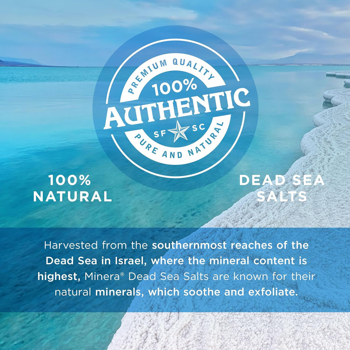 Minera Fine Grain Dead Sea Salt for Bath & Soaking – 19 lbs, Fast-Dissolving, 100% Pure & Natural, Unscented, Skin-Nourishing Bulk Sea Salt