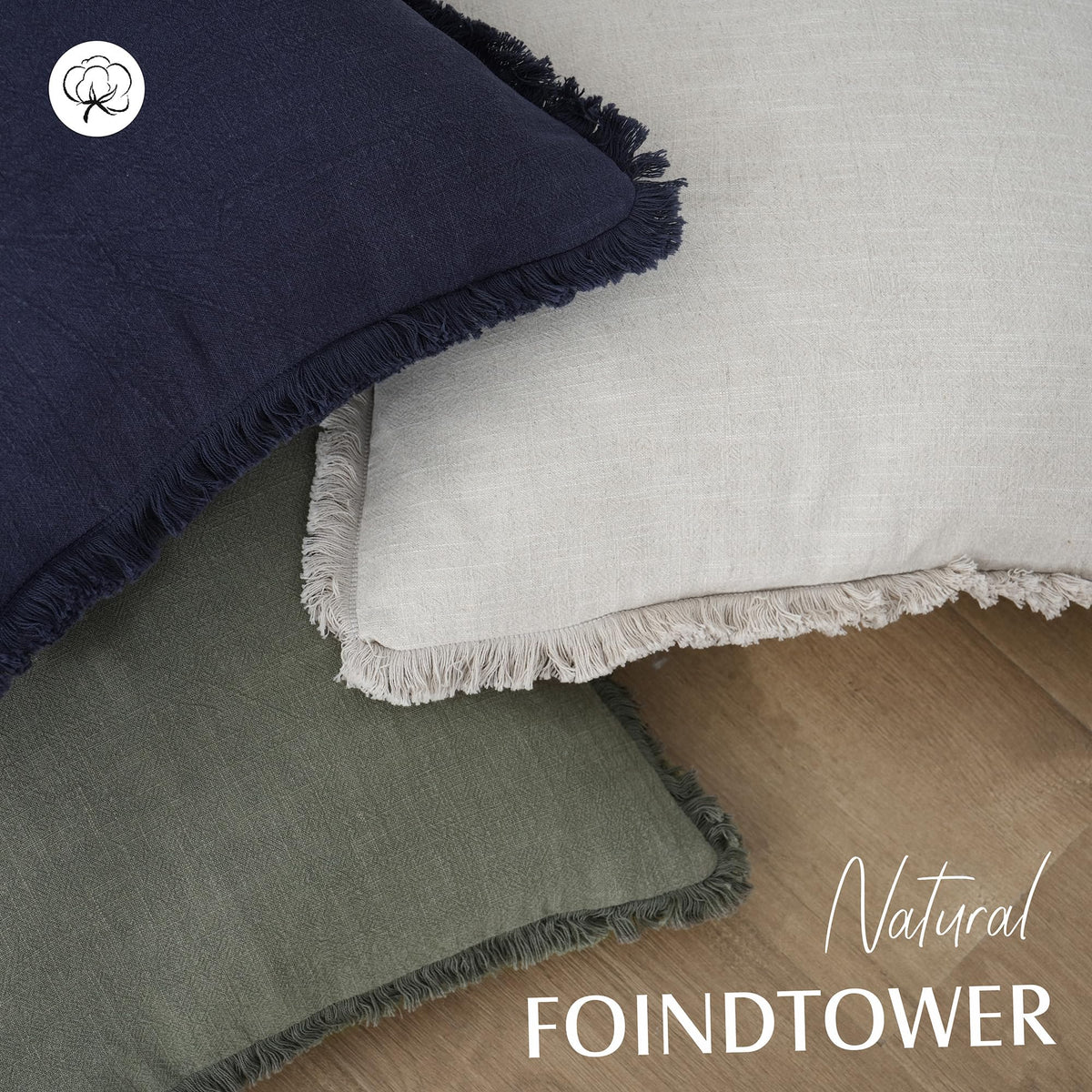 Foindtower Decorative Linen Fringe Lumbar Throw Pillow Covers Cozy Boho Farmhouse Cushion Cover with Tassel Soft Accent Pillowcase for Sofa Bed Living Room Home Decor, 12×20 Inch, 1PC, Olive Green