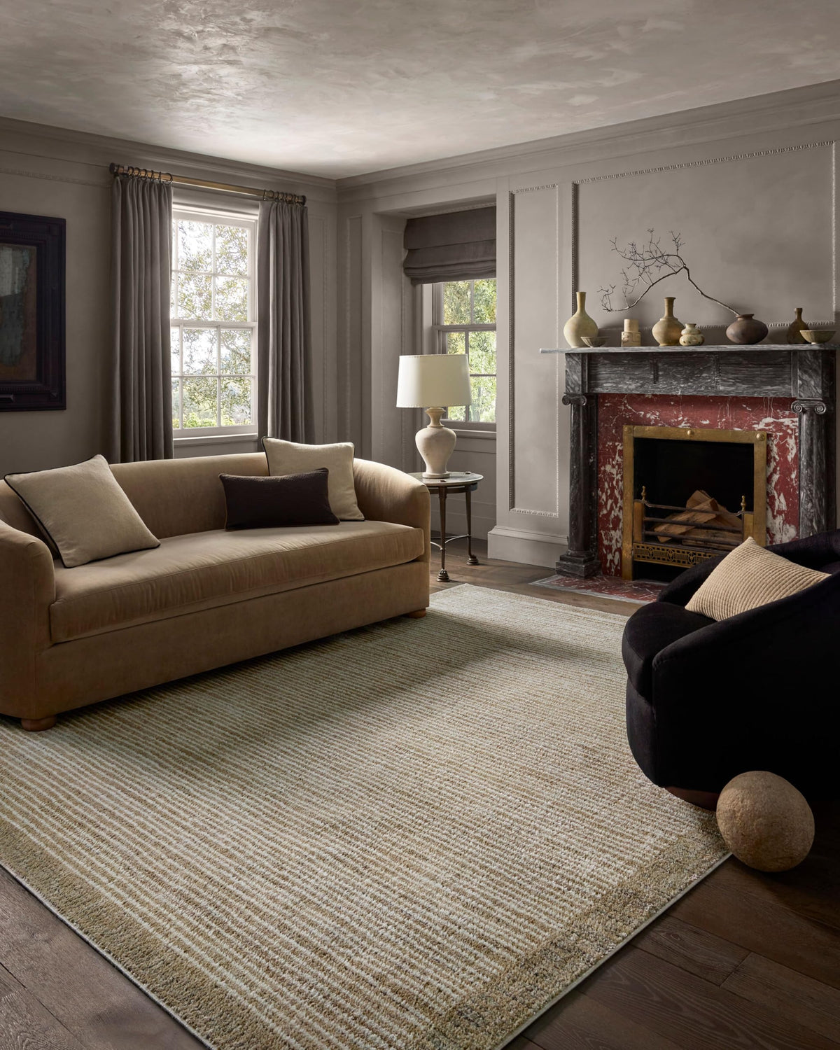 Loloi Jeremiah Brent Bleecker Collection BLE-02 Sand/Charcoal 6'-7" x 9'-3" Area Rug
