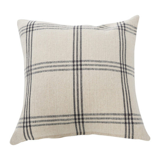 Creative Co-Op Square Plaid Cotton Pillow Cover, Grey, 20" x 20"