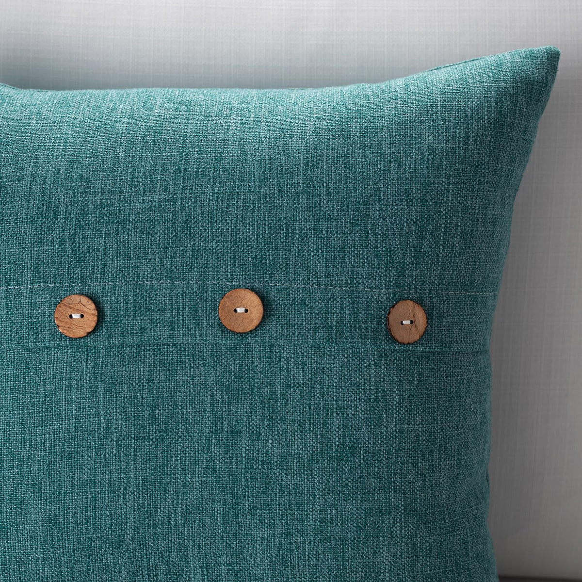 Meekio Set of 2 Teal Green Square Pillow Covers 18 x 18 Farmhouse Boho Pillow Covers with Coconut Buttons for Sofa Couch Living Room Bedroom Farmhouse Décor for The Home